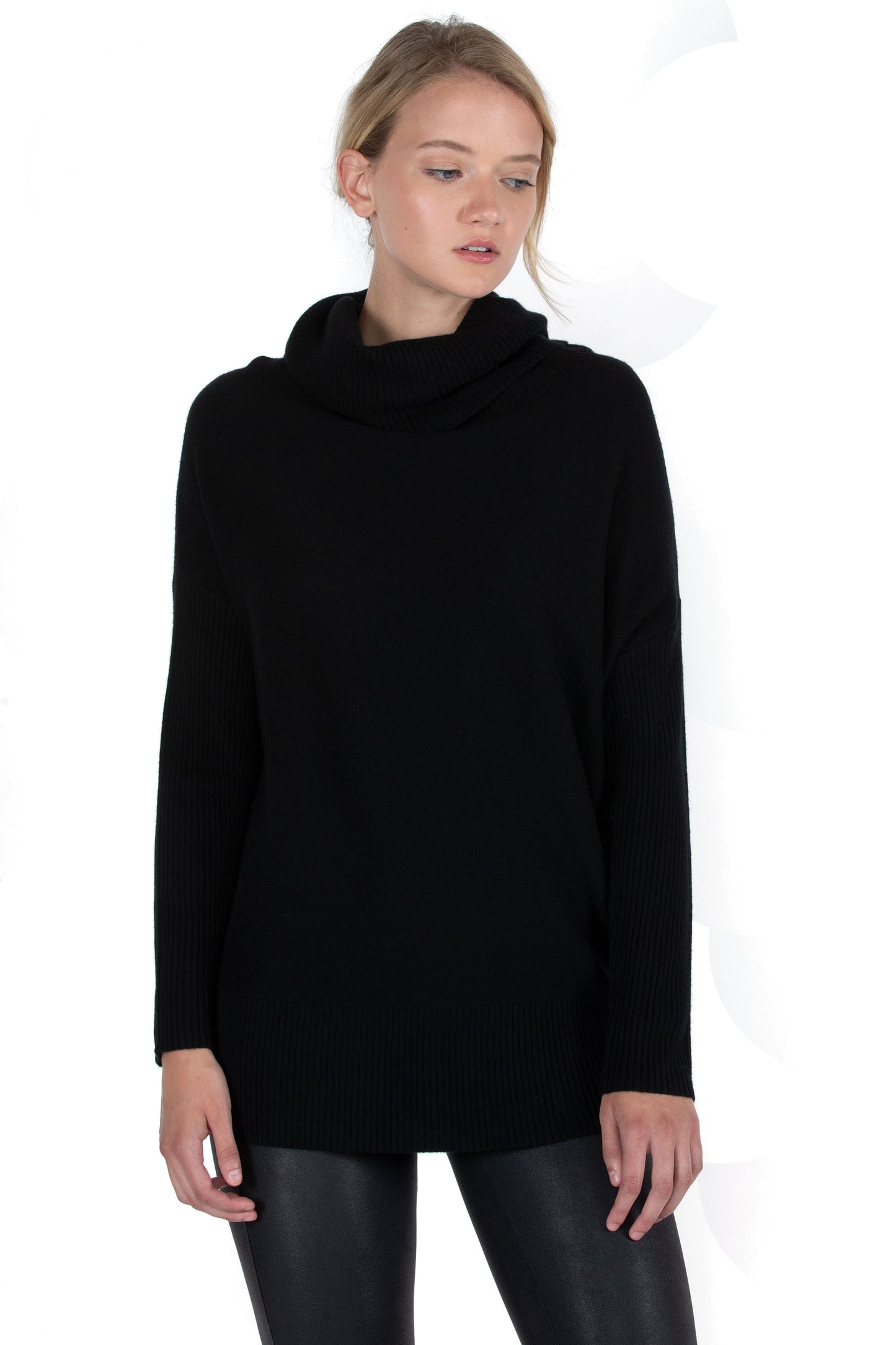 JENNIE LIU WOMEN'S 100% PURE CASHMERE COCOON DOLMAN SLEEVE COWLNECK SWEATER