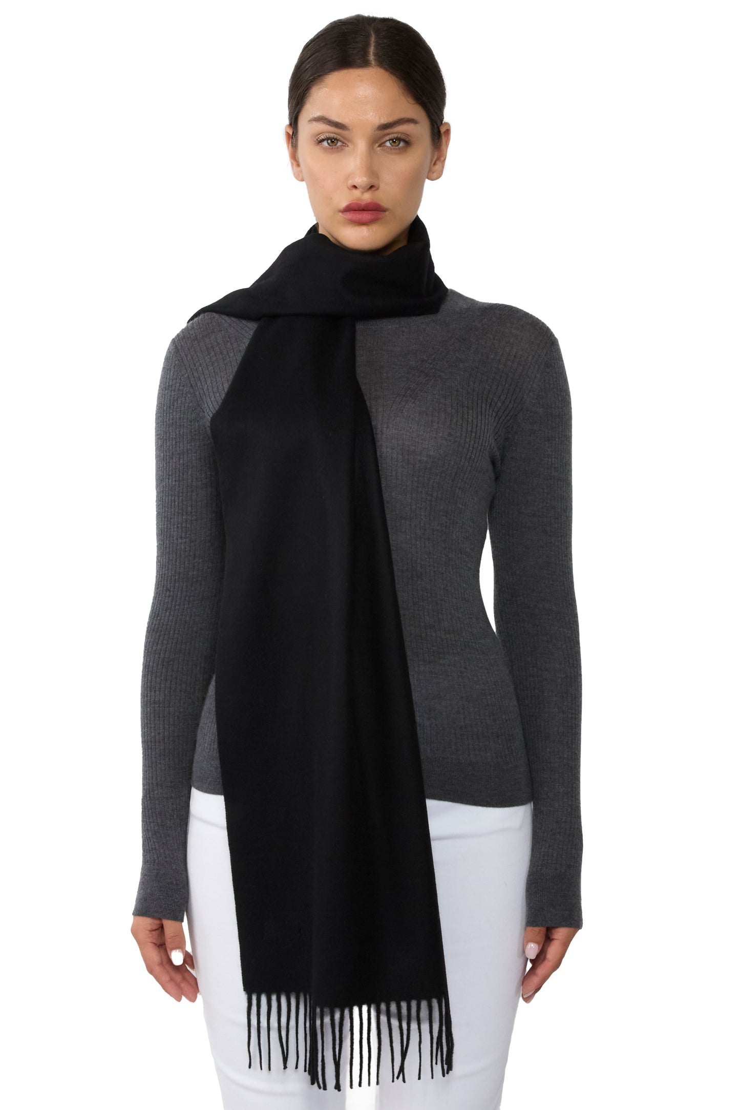 JENNIE LIU Women's 100% Pure Cashmere Scarf 75"x12" Cashmere Scarves for Women