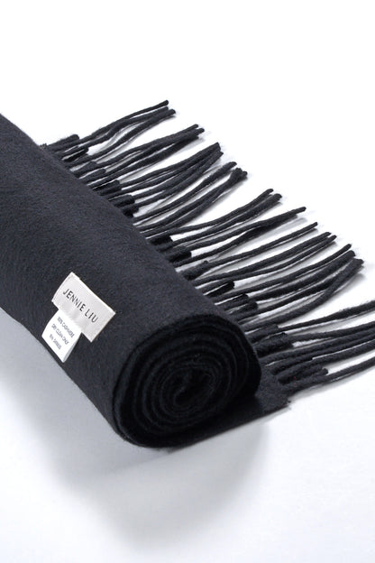 Women's Cashmere Scarf 75 x 12 in Black by JENNIE LIU