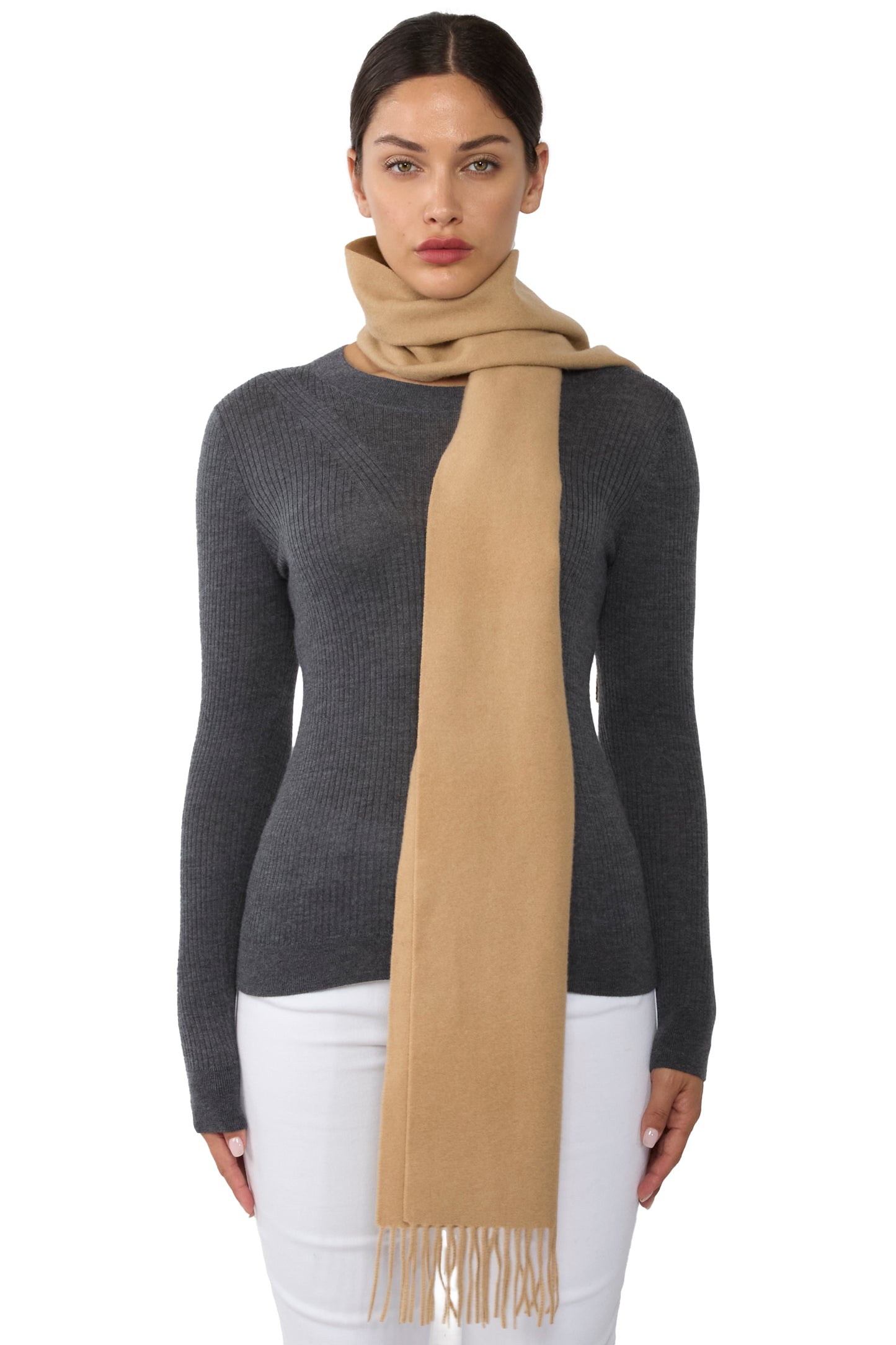 JENNIE LIU Women's 100% Pure Cashmere Scarf 75"x12" Cashmere Scarves for Women