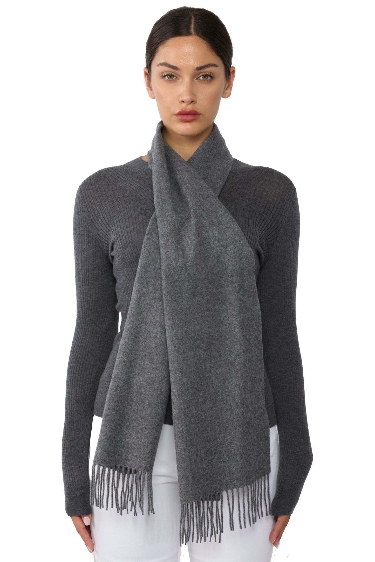 JENNIE LIU Women's 100% Pure Cashmere Scarf 75"x12" Cashmere Scarves for Women