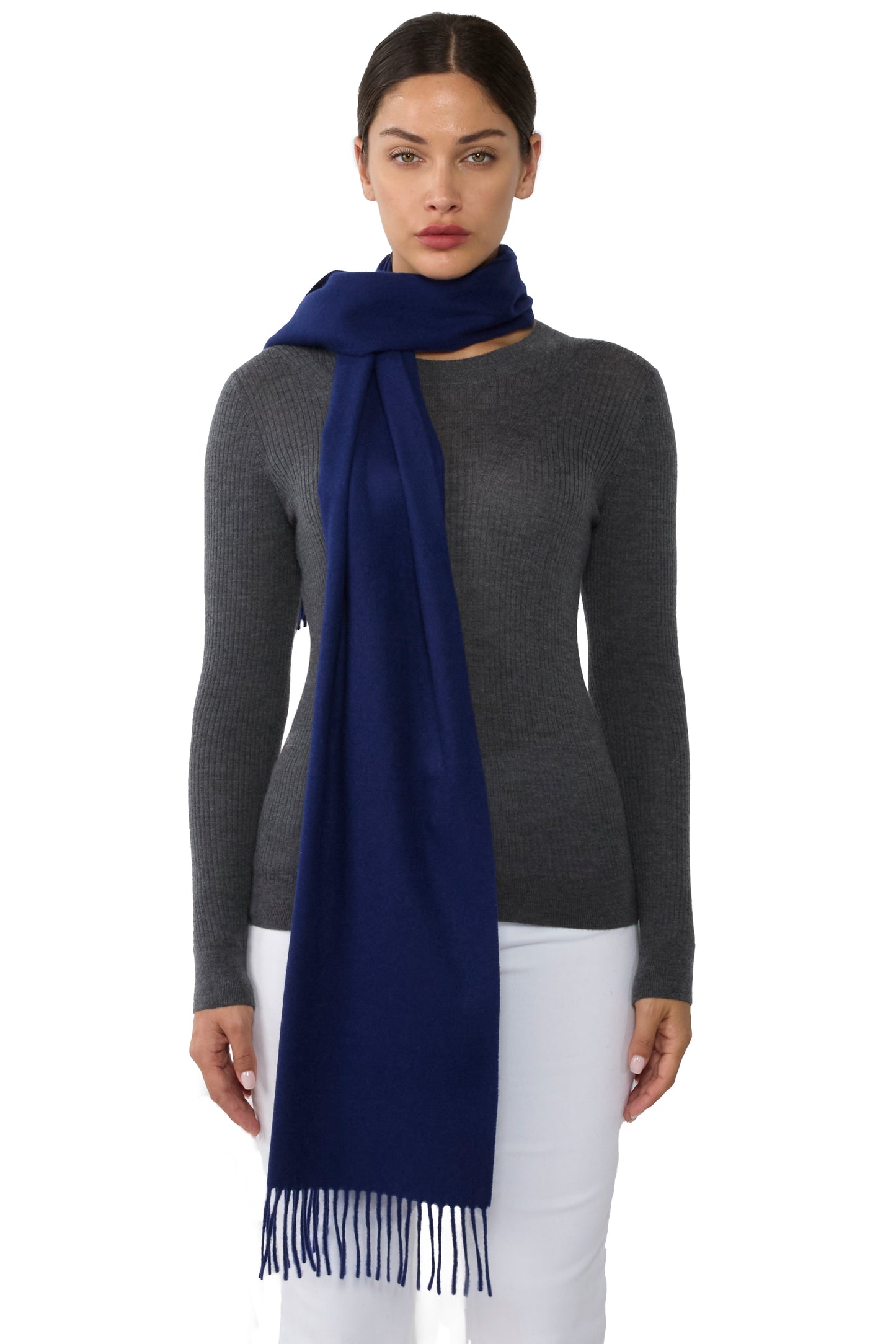 JENNIE LIU Women's 100% Pure Cashmere Scarf 75"x12" Cashmere Scarves for Women