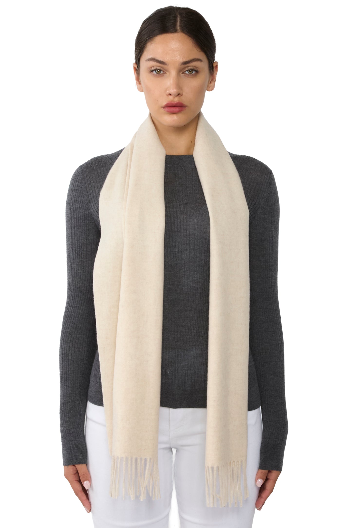 JENNIE LIU Women's 100% Pure Cashmere Scarf 75"x12" Cashmere Scarves for Women