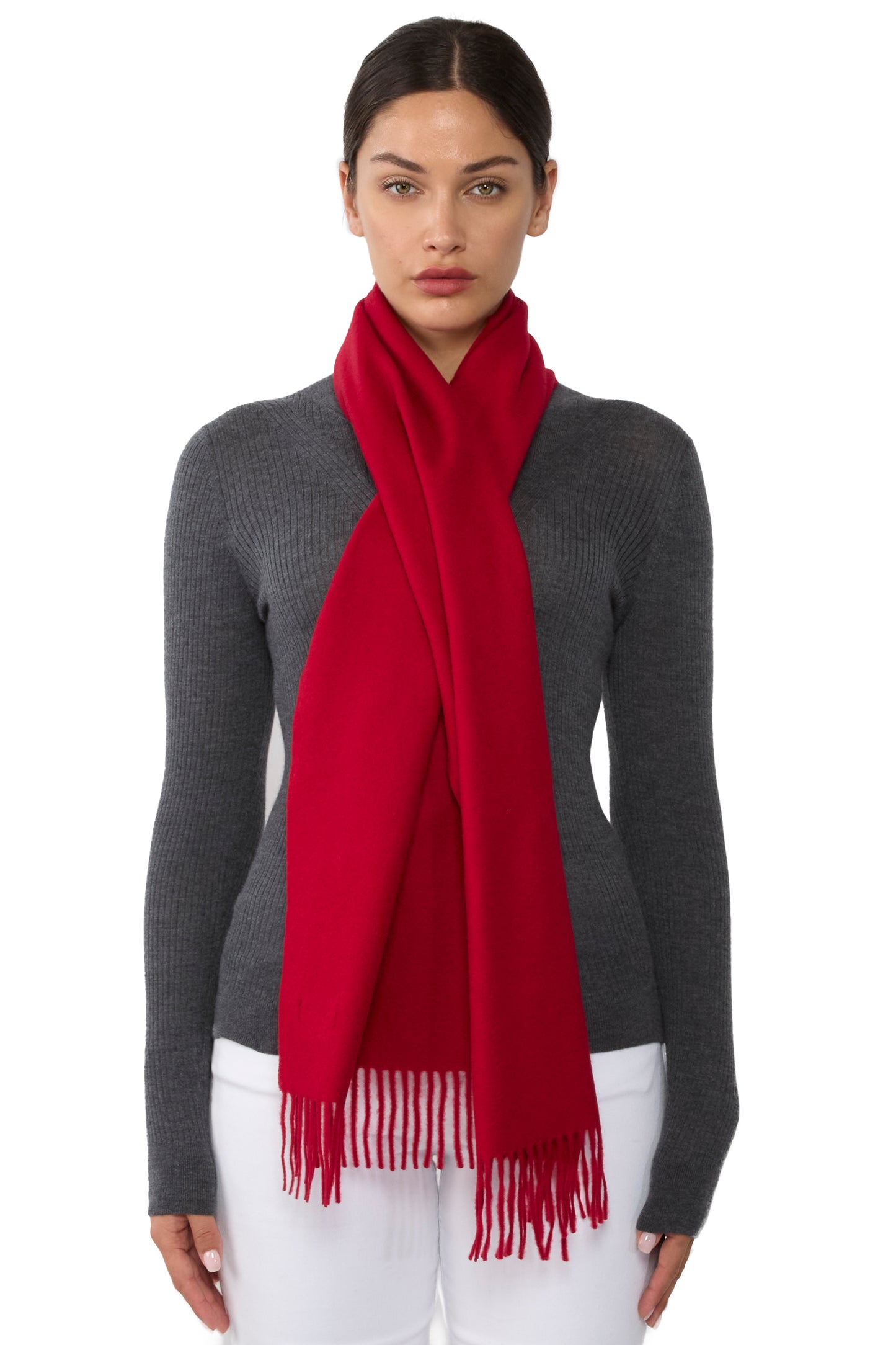 JENNIE LIU Women's 100% Pure Cashmere Scarf 75"x12" Cashmere Scarves for Women