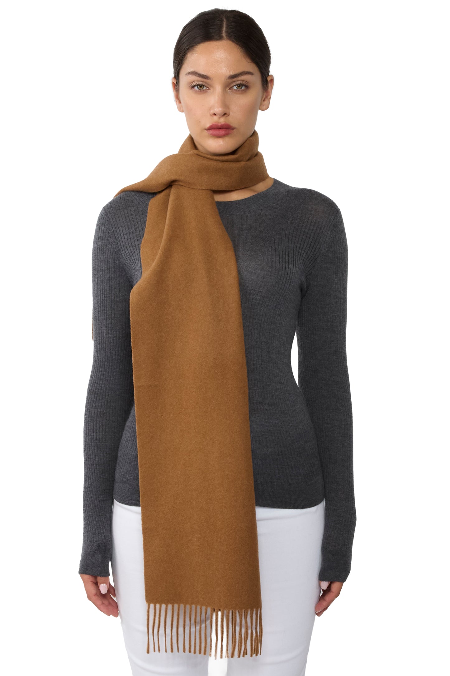 JENNIE LIU Women's 100% Pure Cashmere Scarf 75"x12" Cashmere Scarves for Women