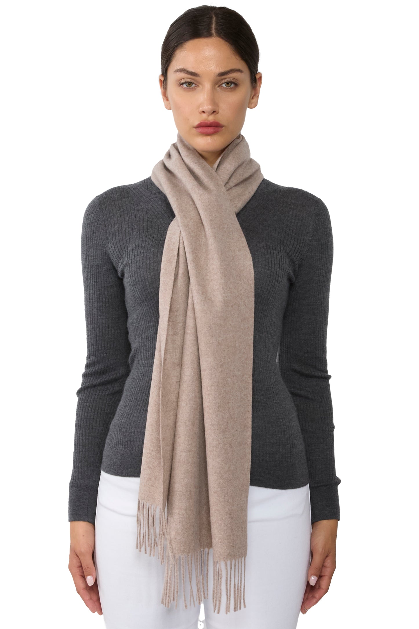 JENNIE LIU Women's 100% Pure Cashmere Scarf 75"x12" Cashmere Scarves for Women