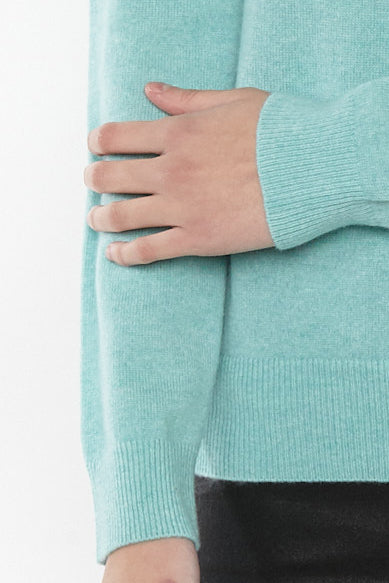 JENNIE LIU Women's 100% Pure Cashmere Long Sleeve Crew Neck Sweater