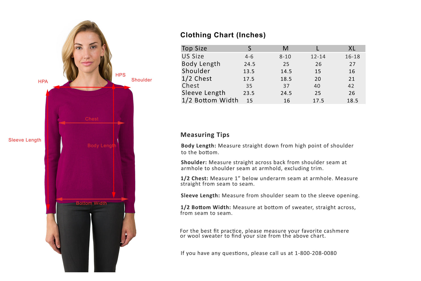 JENNIE LIU Women's 100% Pure Cashmere Long Sleeve Crew Neck Sweater