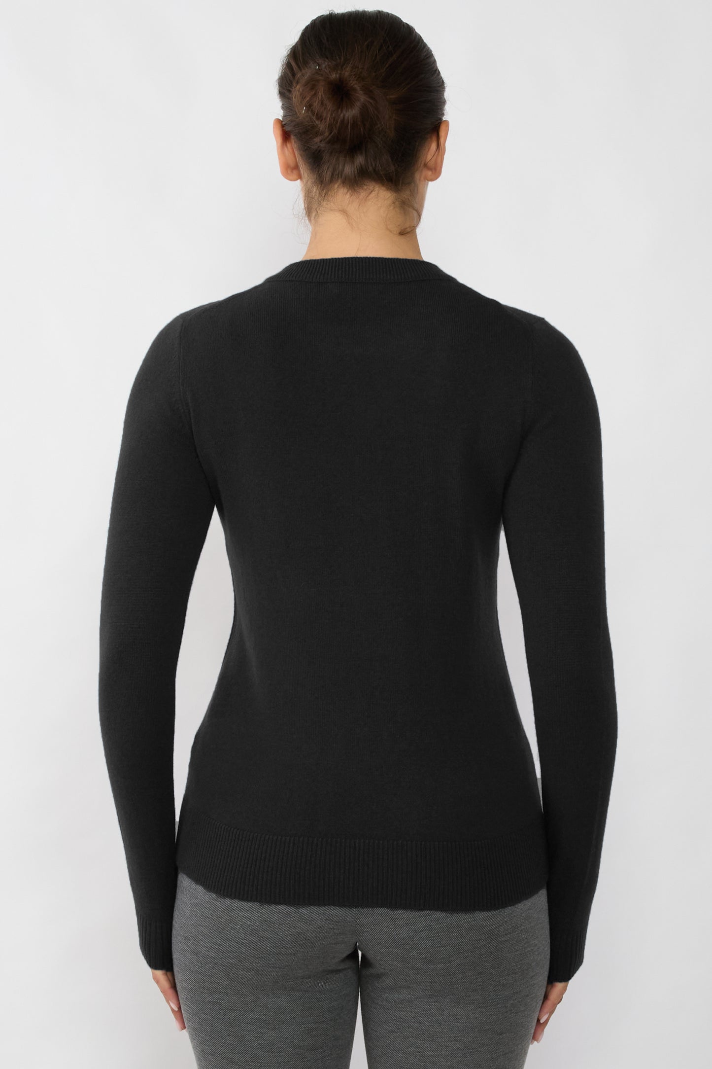 JENNIE LIU Women's 100% Pure Cashmere Long Sleeve Crew Neck Sweater