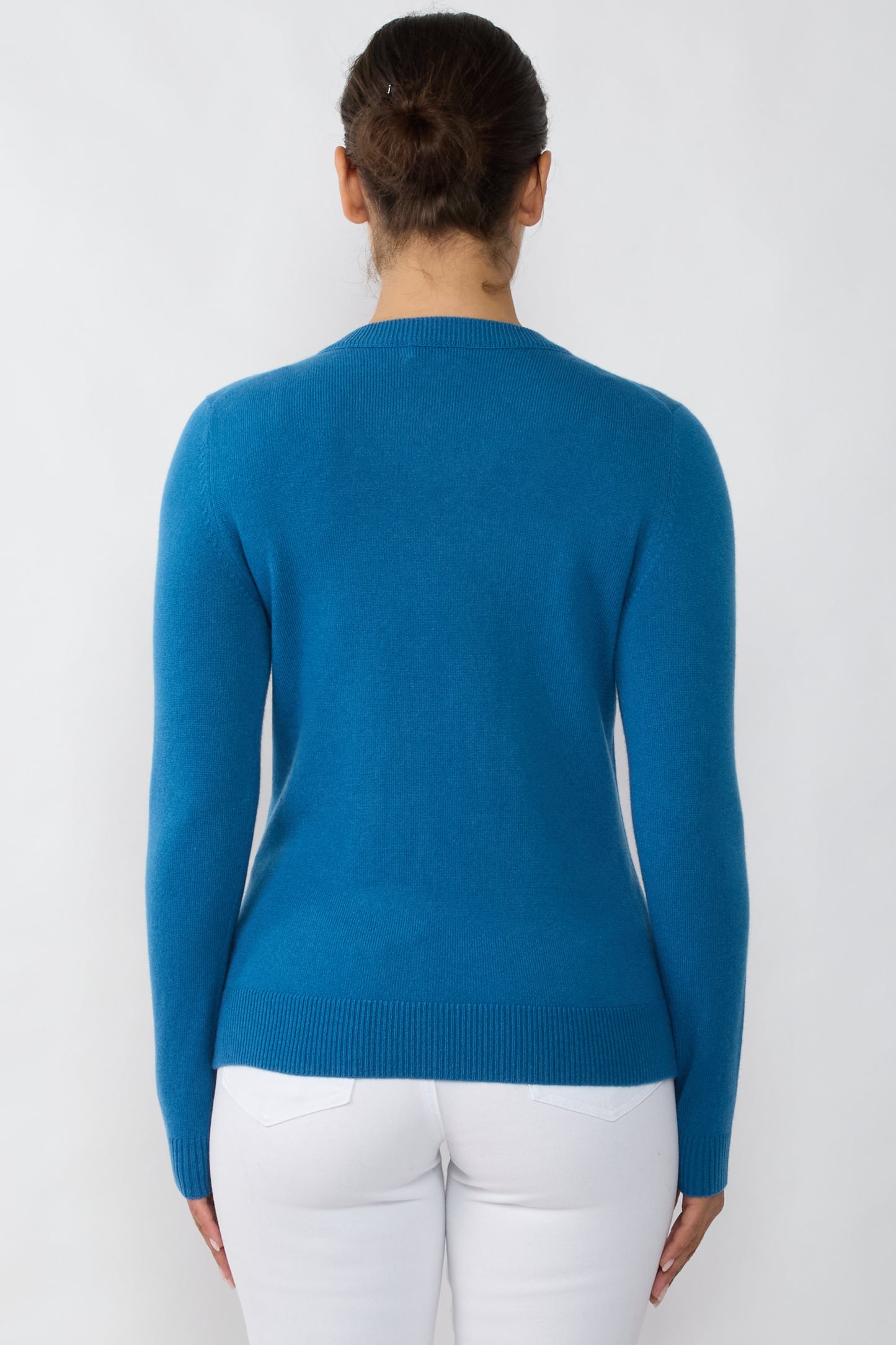 JENNIE LIU Women's 100% Pure Cashmere Long Sleeve Crew Neck Sweater