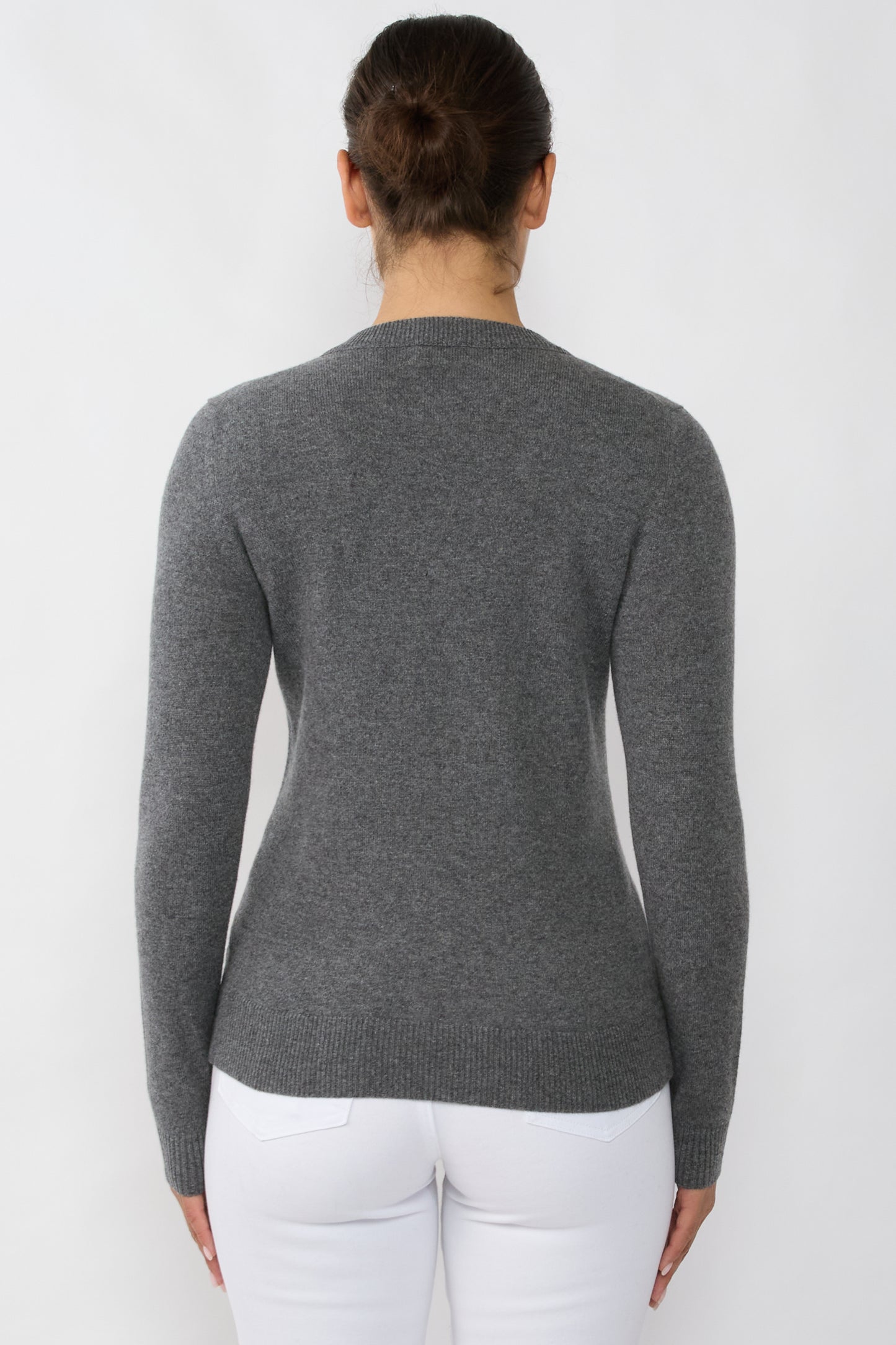 JENNIE LIU Women's 100% Pure Cashmere Long Sleeve Crew Neck Sweater