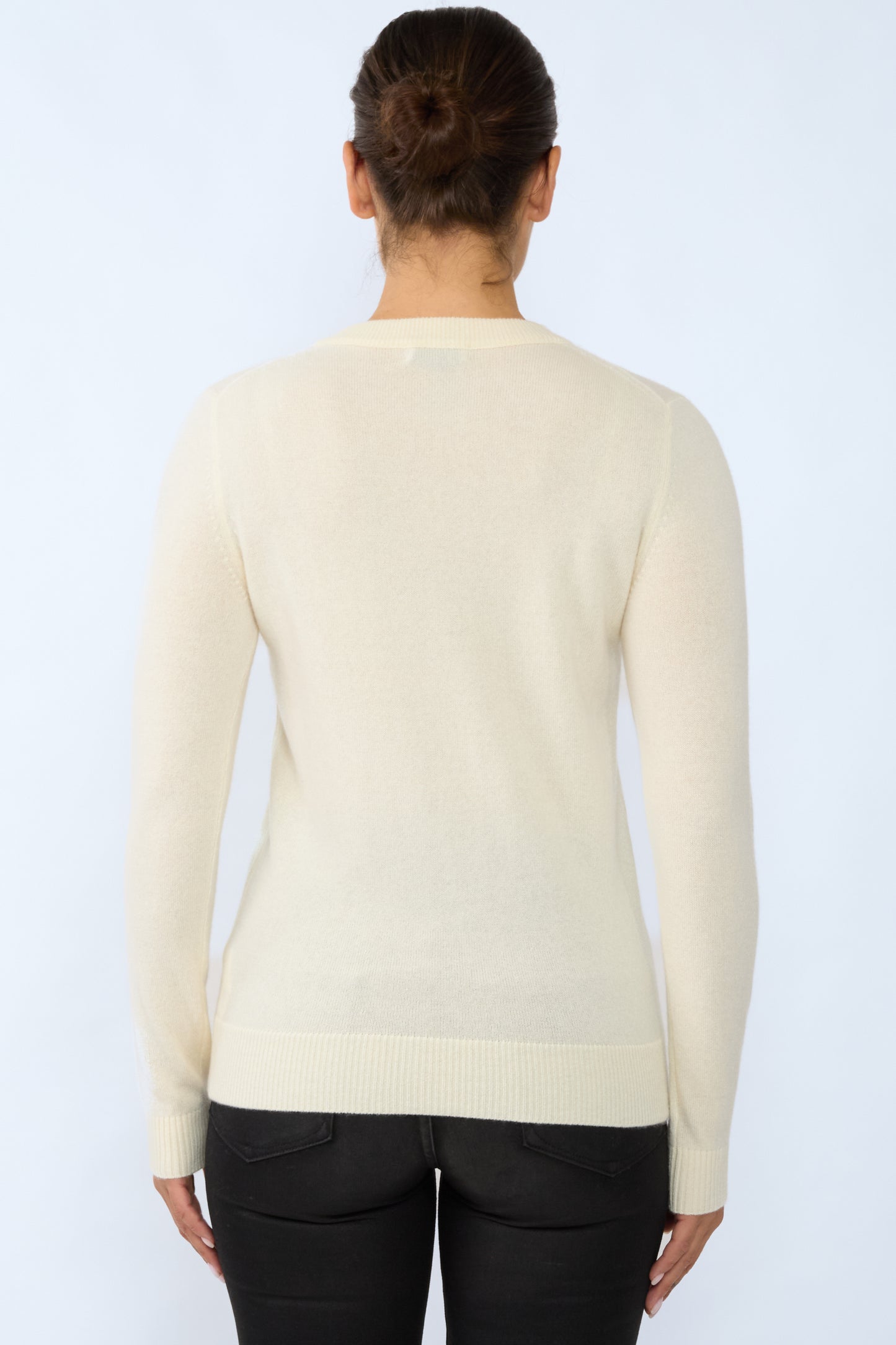 JENNIE LIU Women's 100% Pure Cashmere Long Sleeve Crew Neck Sweater