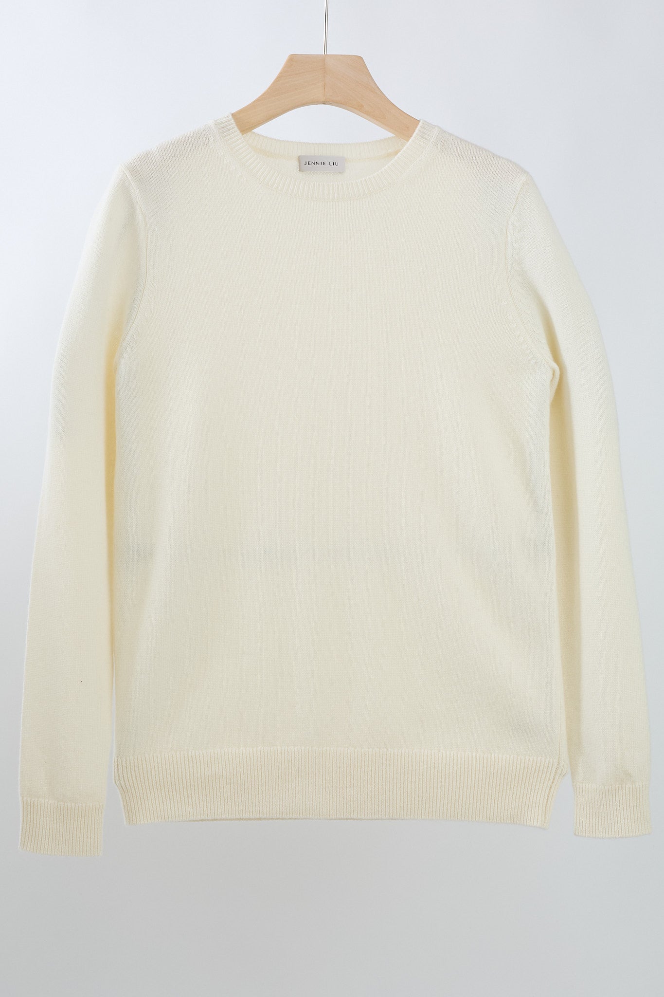 JENNIE LIU Women's 100% Pure Cashmere Long Sleeve Crew Neck Sweater