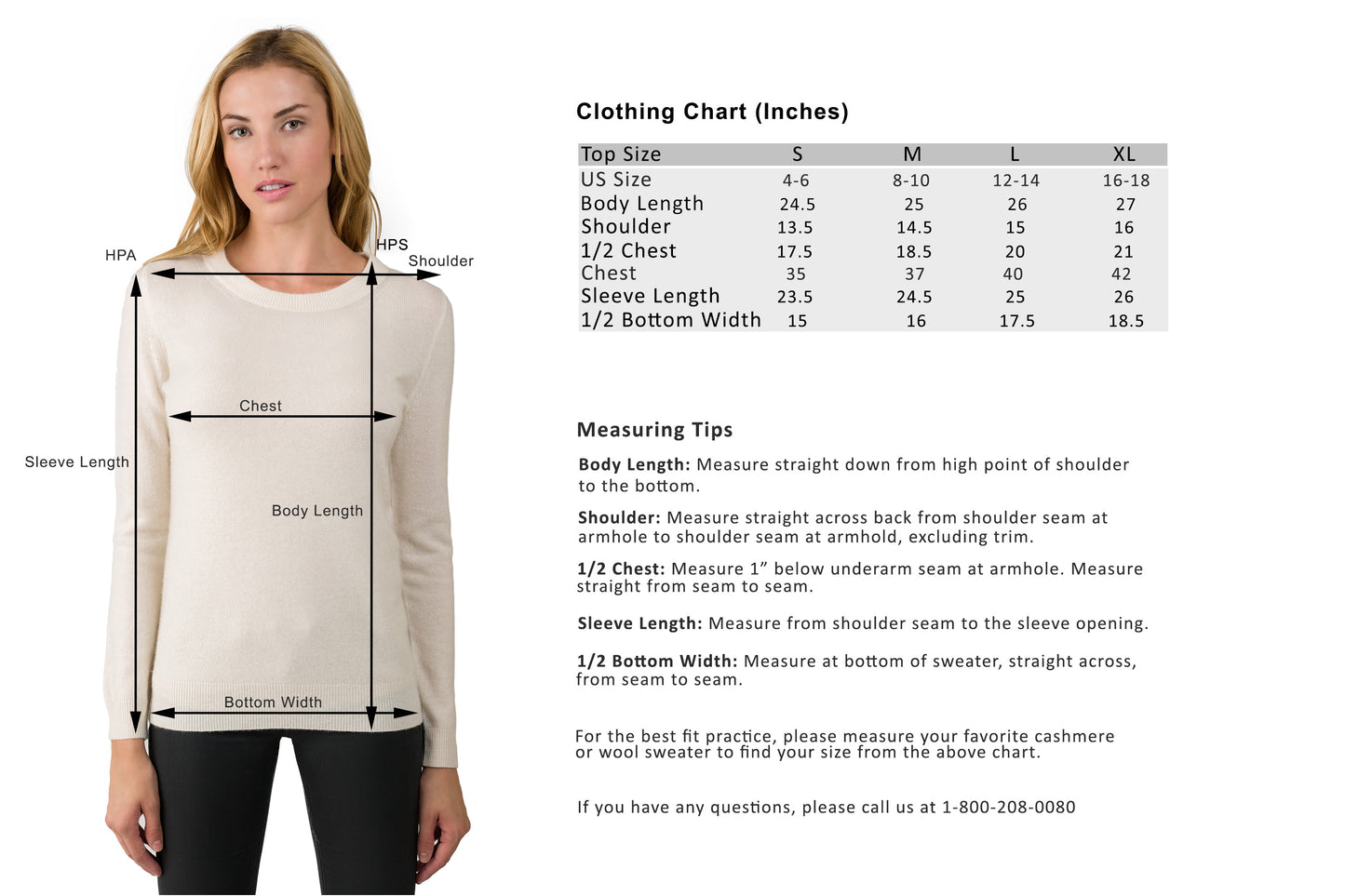 JENNIE LIU Women's 100% Pure Cashmere Long Sleeve Crew Neck Sweater