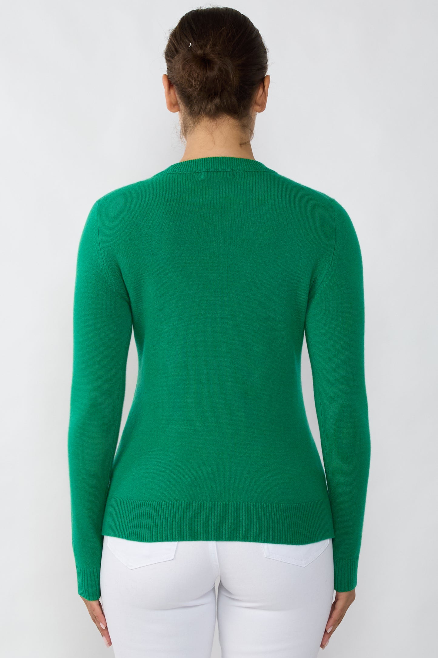 JENNIE LIU Women's 100% Pure Cashmere Long Sleeve Crew Neck Sweater