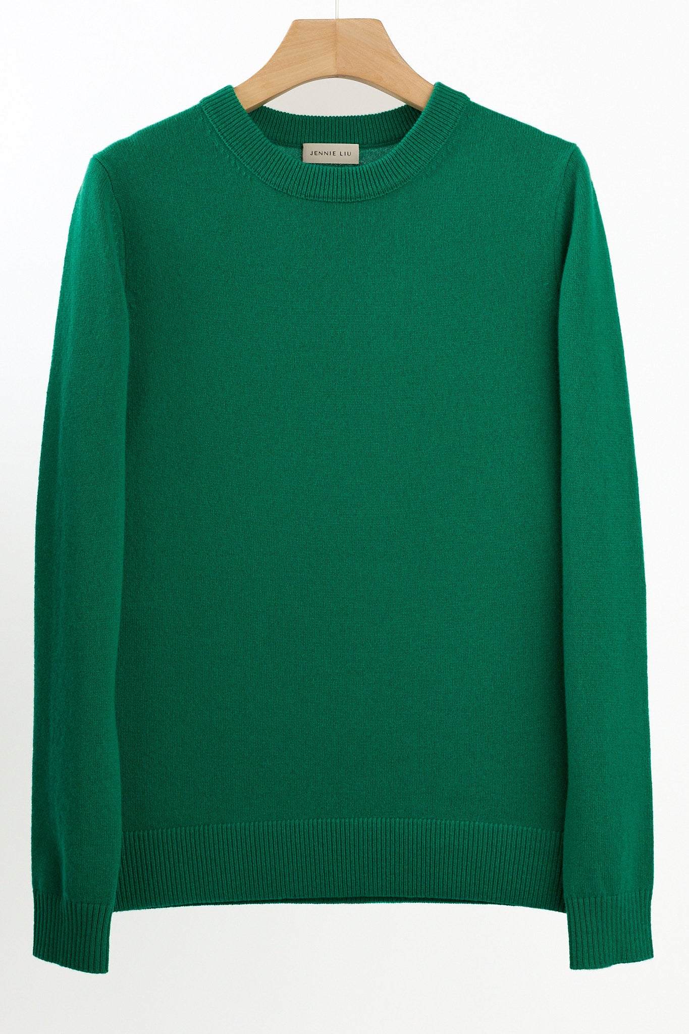 JENNIE LIU Women's 100% Pure Cashmere Long Sleeve Crew Neck Sweater