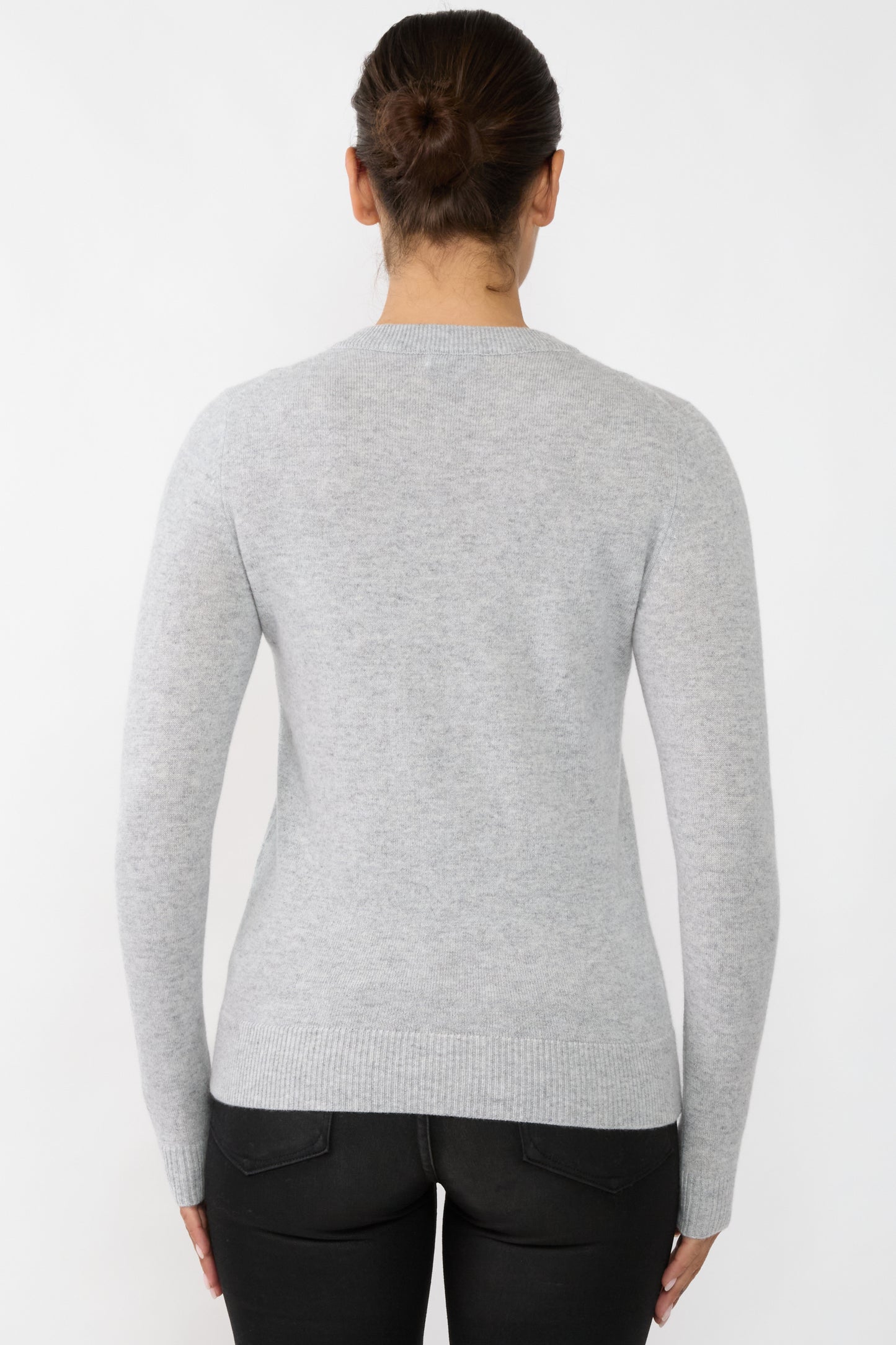 JENNIE LIU Women's 100% Pure Cashmere Long Sleeve Crew Neck Sweater