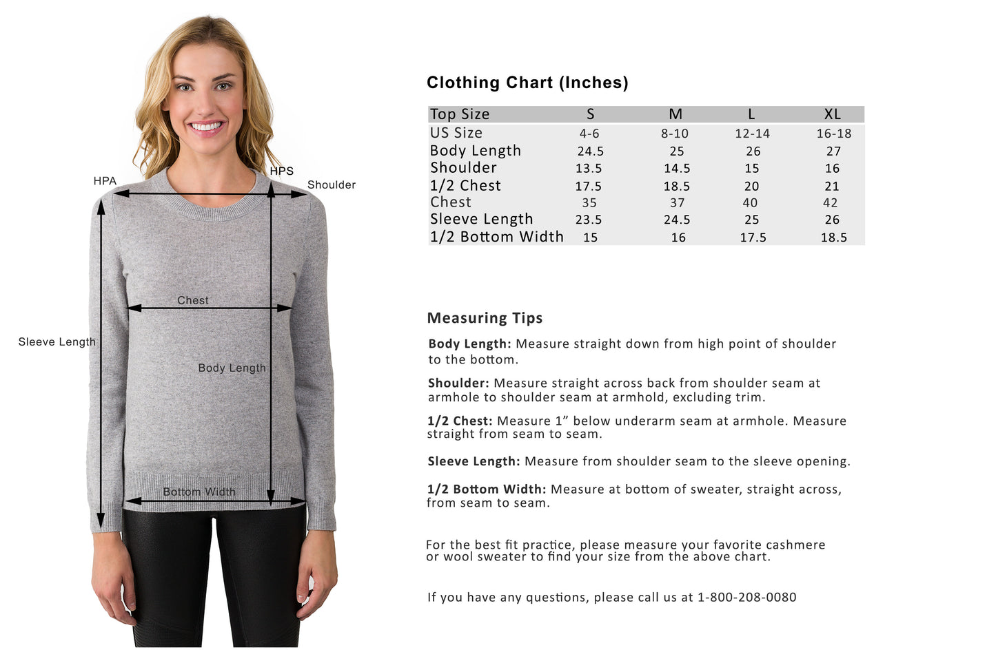 JENNIE LIU Women's 100% Pure Cashmere Long Sleeve Crew Neck Sweater