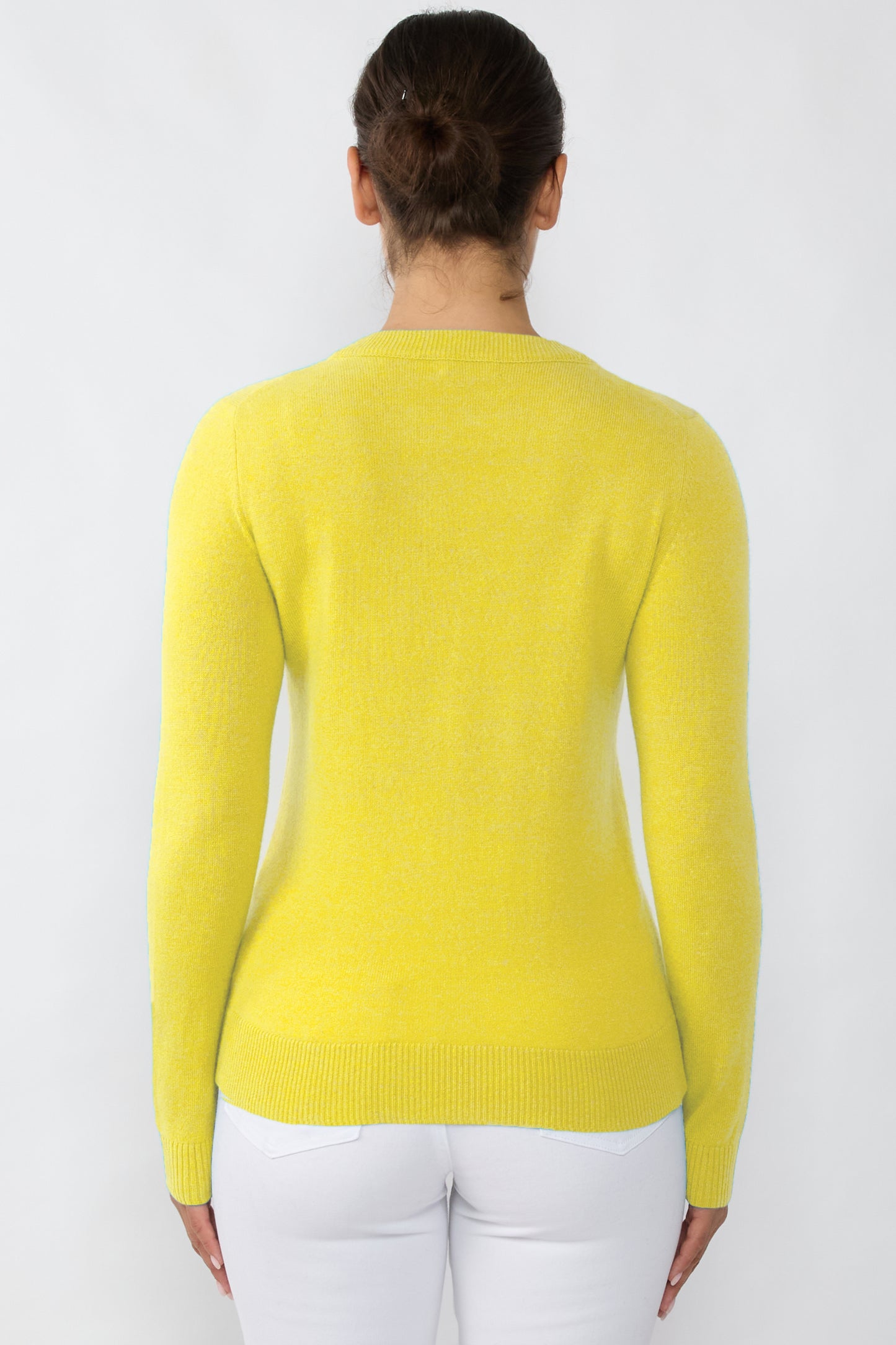 JENNIE LIU Women's 100% Pure Cashmere Long Sleeve Crew Neck Sweater