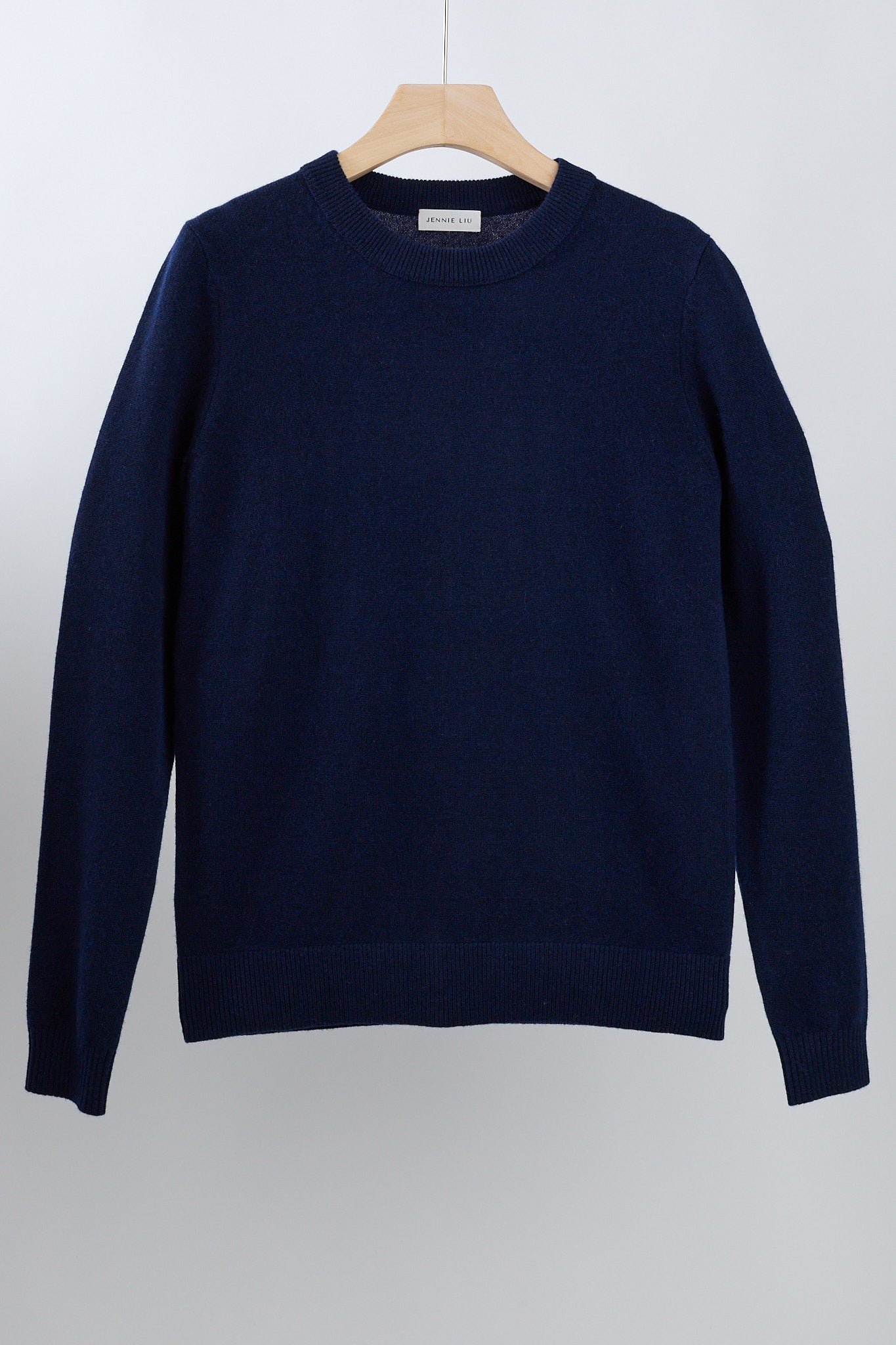 JENNIE LIU Women's 100% Pure Cashmere Long Sleeve Crew Neck Sweater