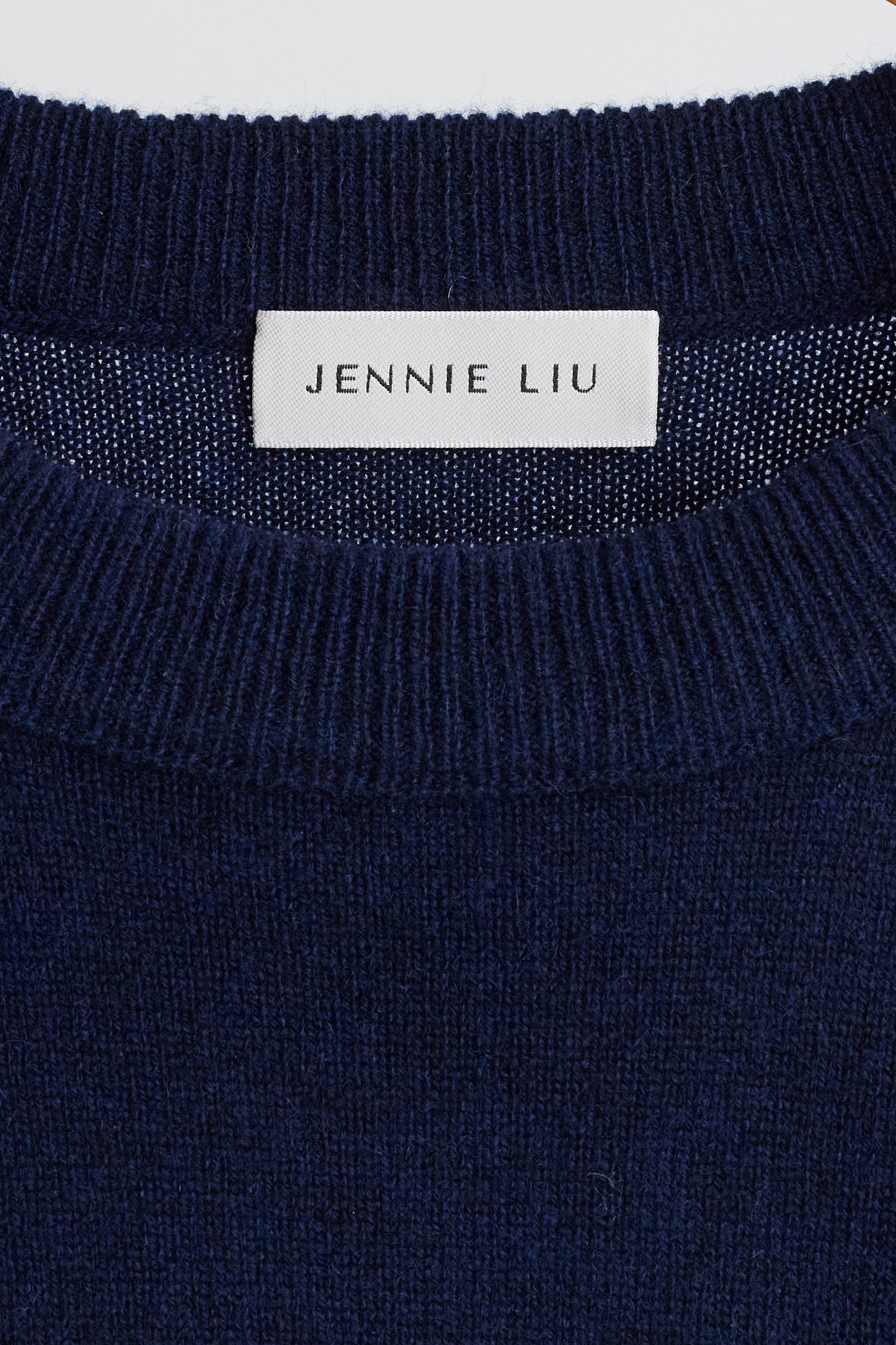 JENNIE LIU Women's 100% Pure Cashmere Long Sleeve Crew Neck Sweater