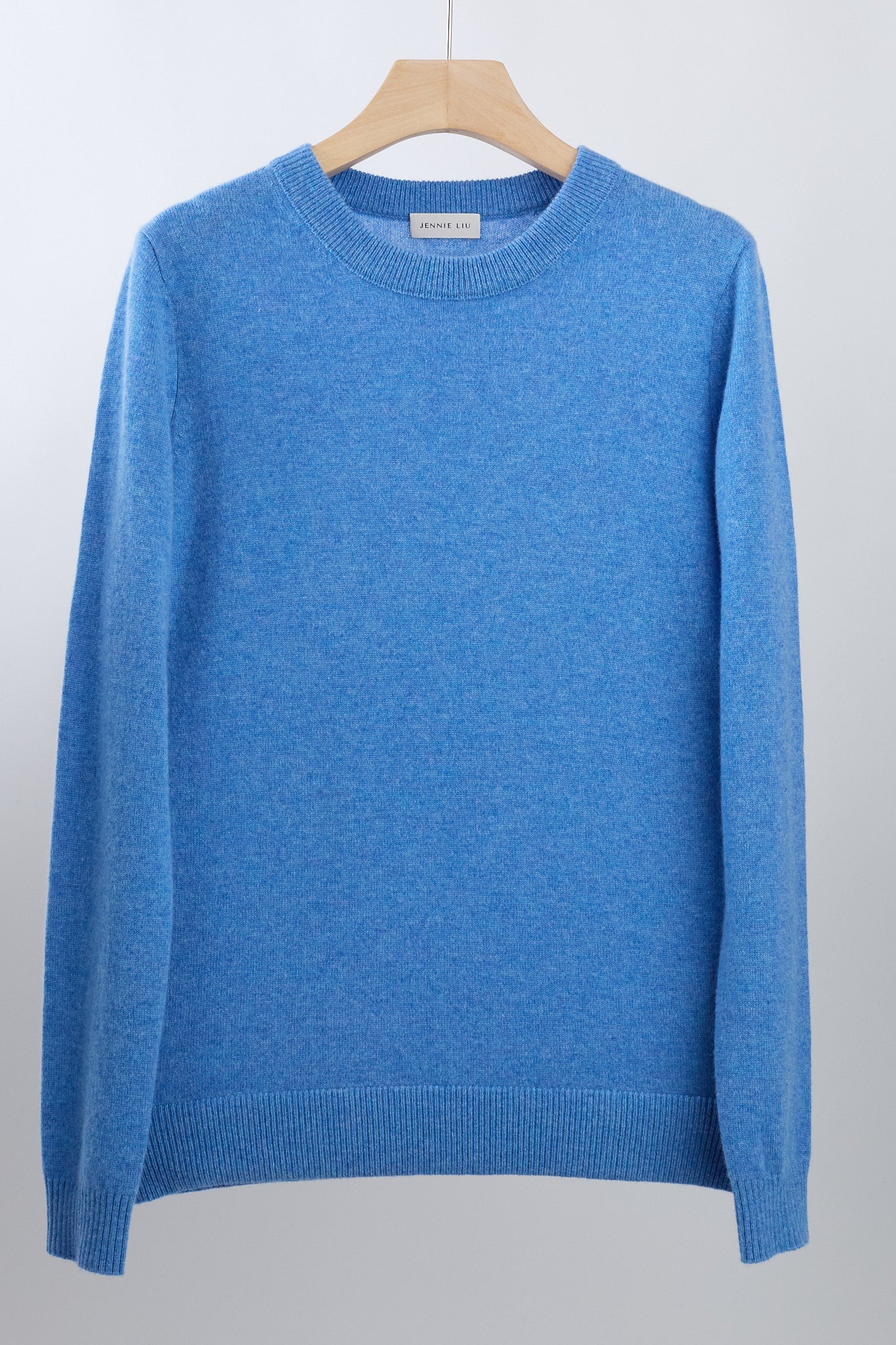 JENNIE LIU Women's 100% Pure Cashmere Long Sleeve Crew Neck Sweater