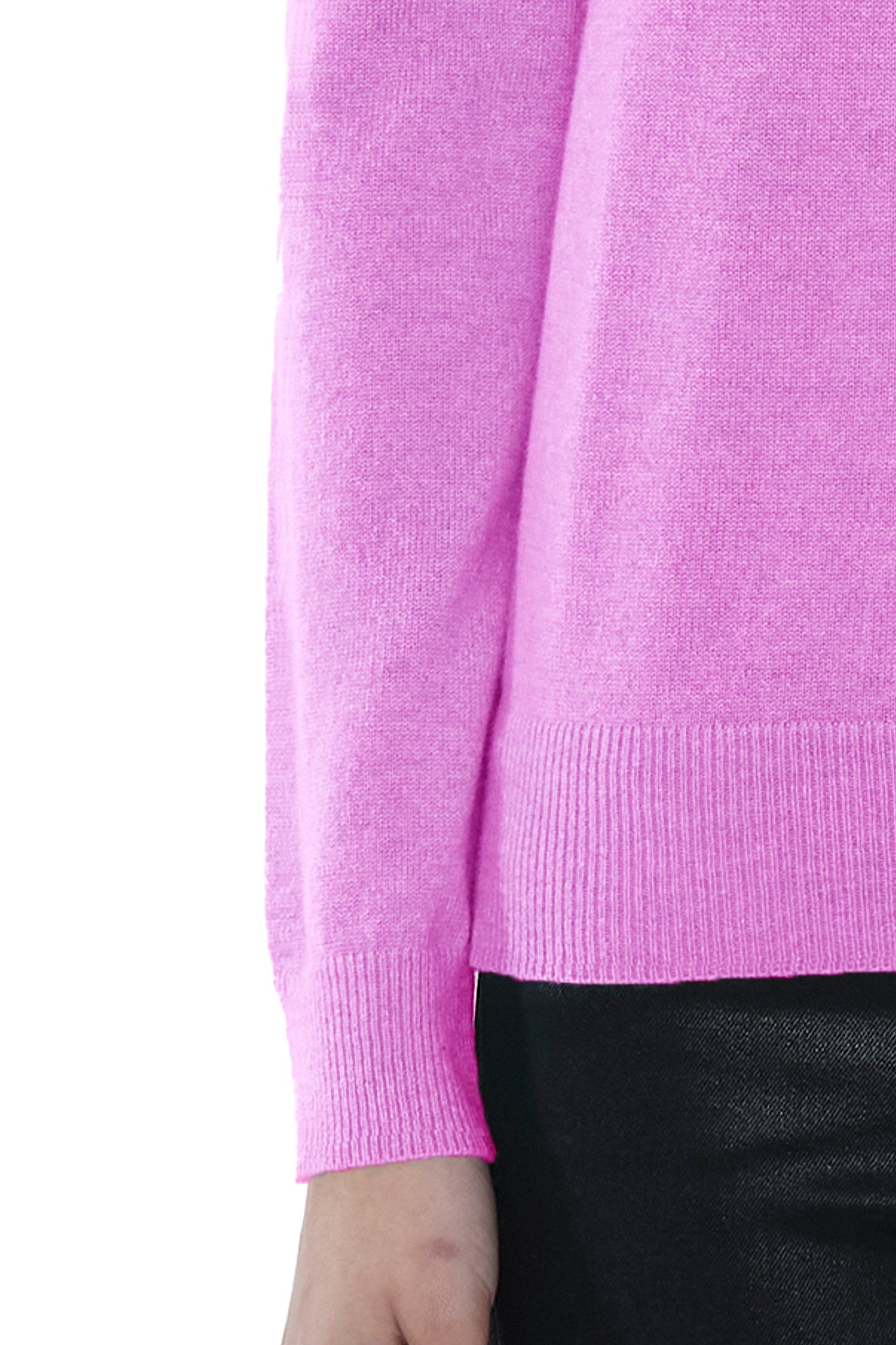 JENNIE LIU Women's 100% Pure Cashmere Long Sleeve Crew Neck Sweater