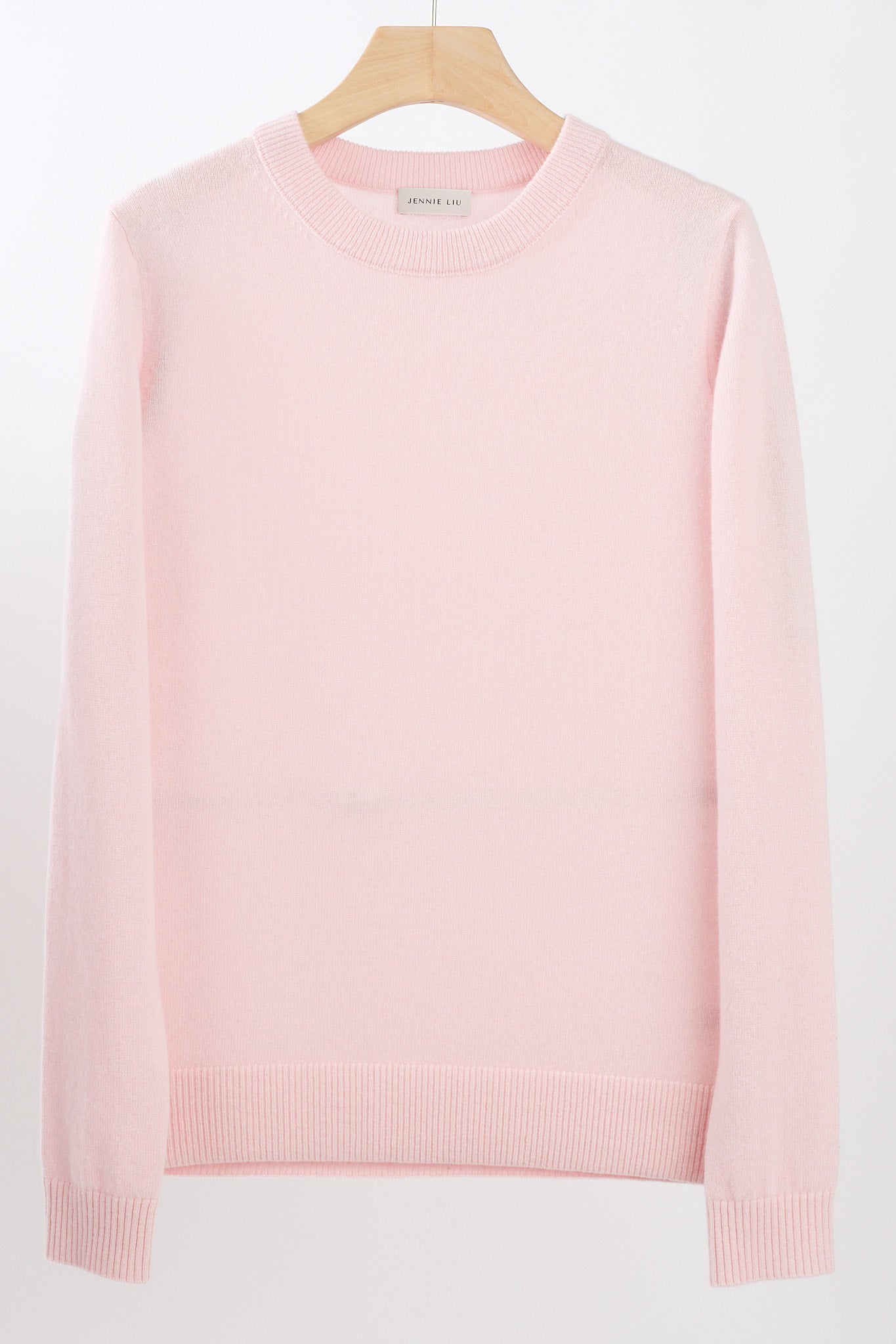 JENNIE LIU Women's 100% Pure Cashmere Long Sleeve Crew Neck Sweater