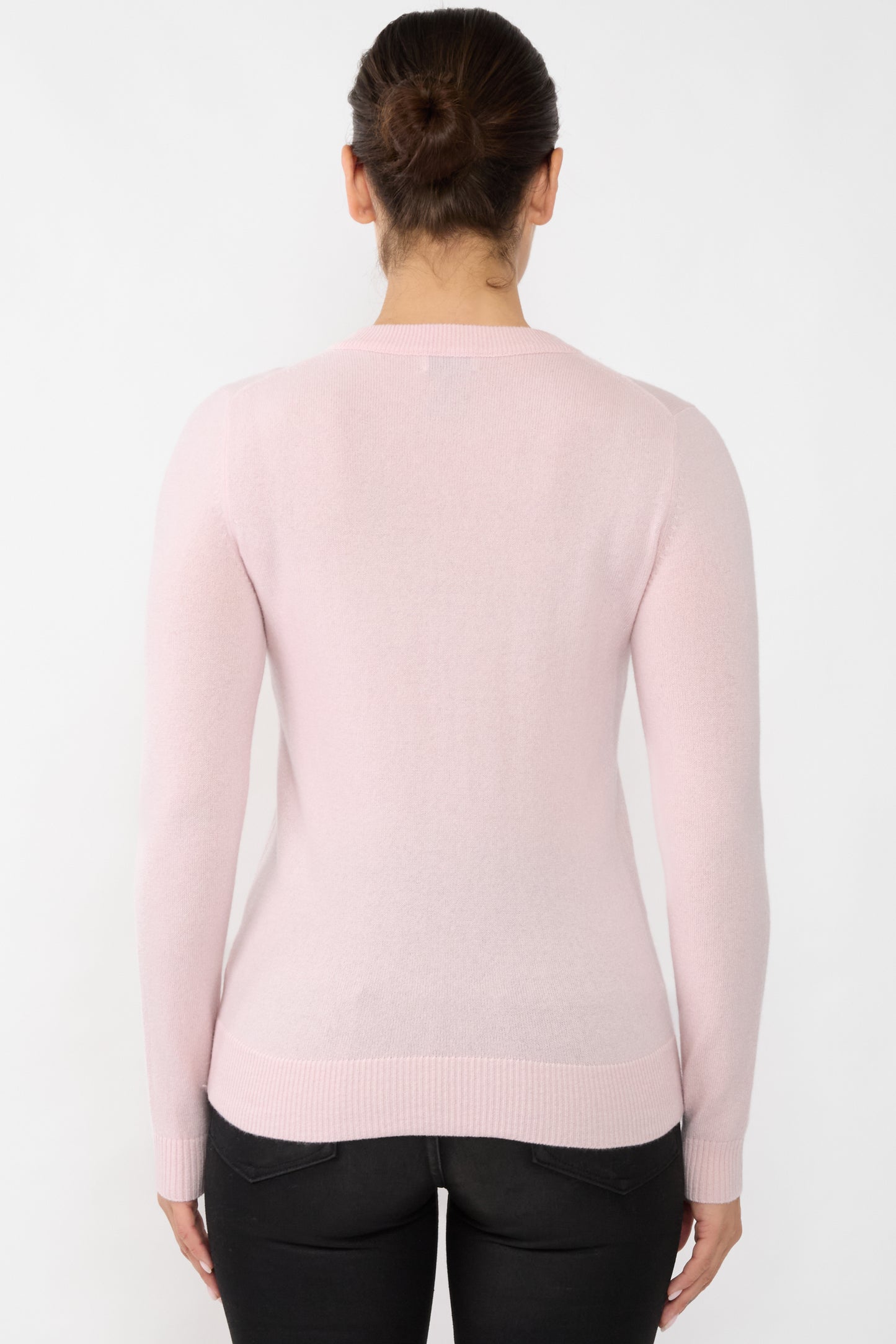 JENNIE LIU Women's 100% Pure Cashmere Long Sleeve Crew Neck Sweater
