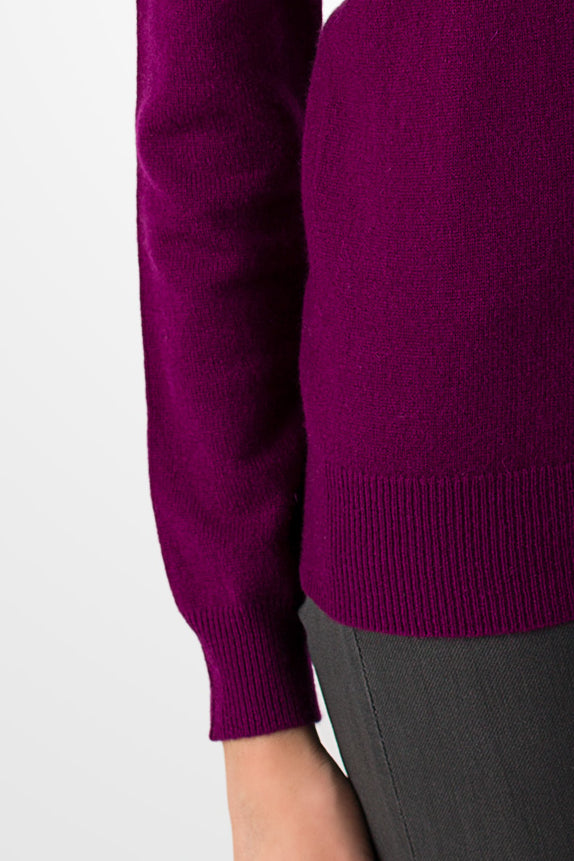 JENNIE LIU Women's 100% Pure Cashmere Long Sleeve Crew Neck Sweater