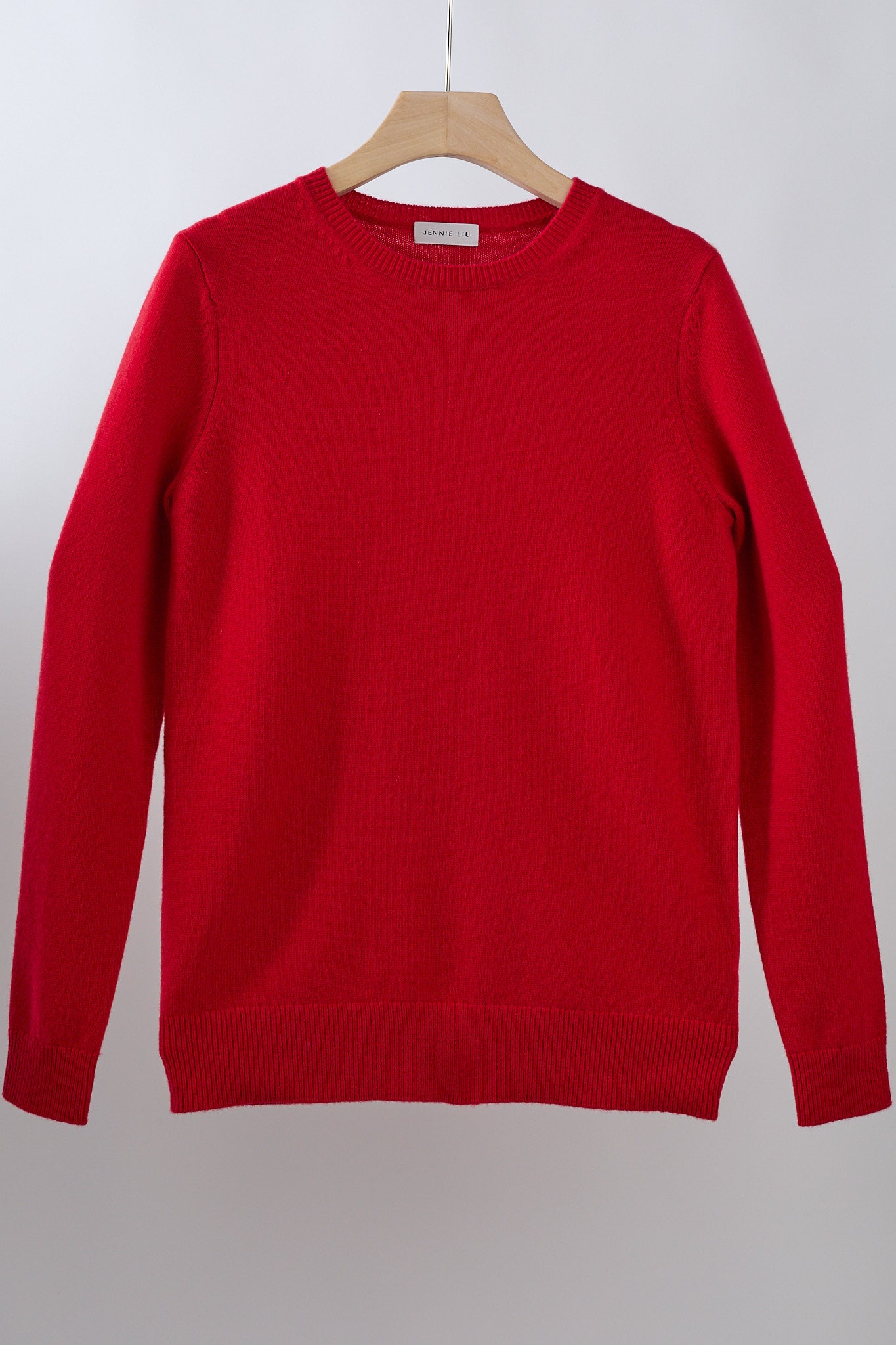 JENNIE LIU Women's 100% Pure Cashmere Long Sleeve Crew Neck Sweater