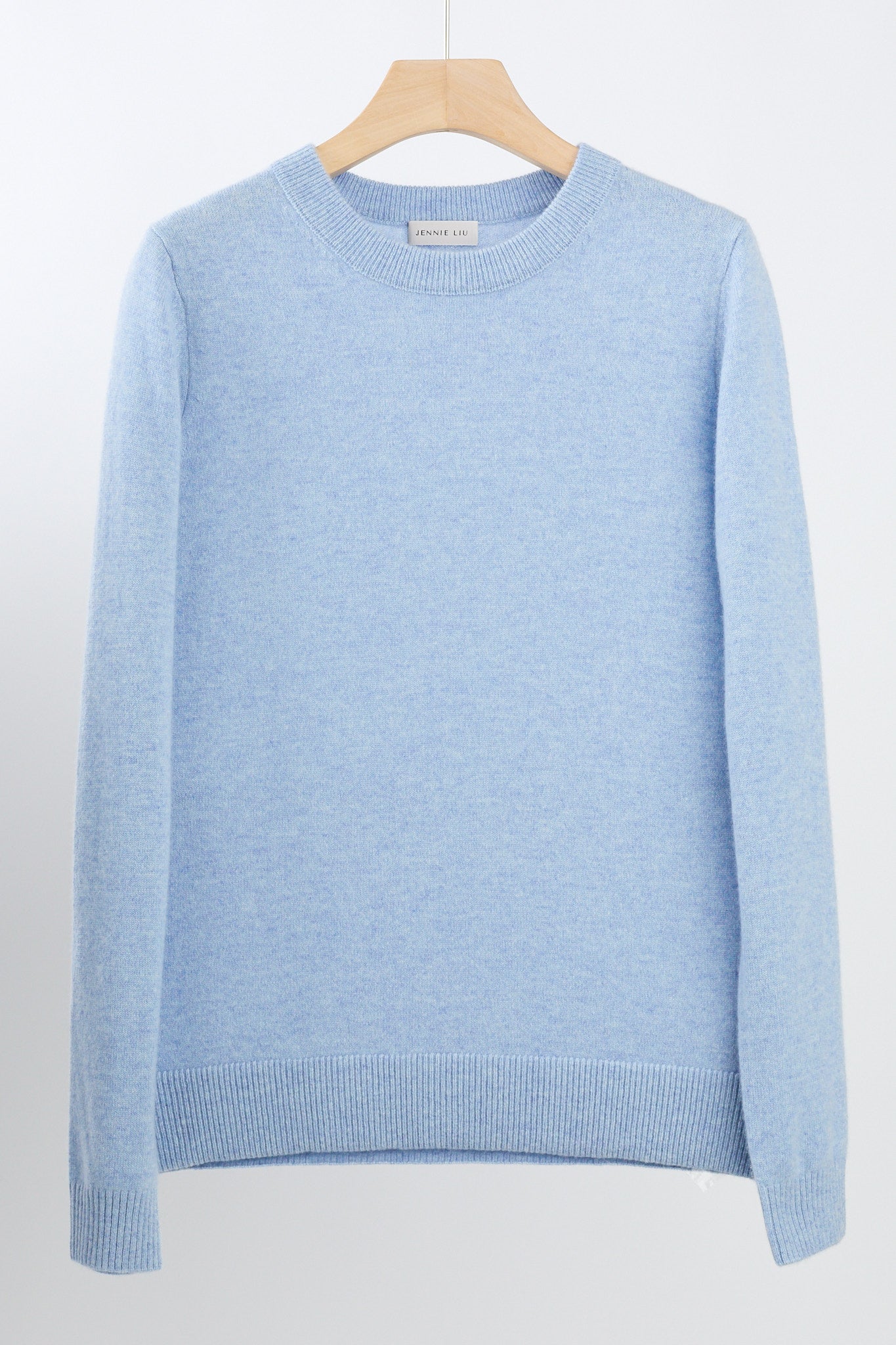 JENNIE LIU Women's 100% Pure Cashmere Long Sleeve Crew Neck Sweater