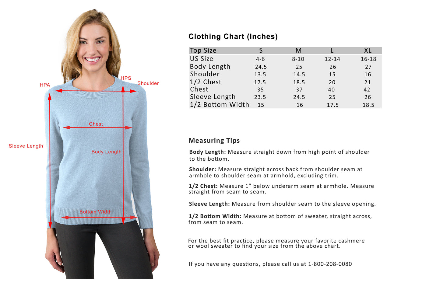 JENNIE LIU Women's 100% Pure Cashmere Long Sleeve Crew Neck Sweater