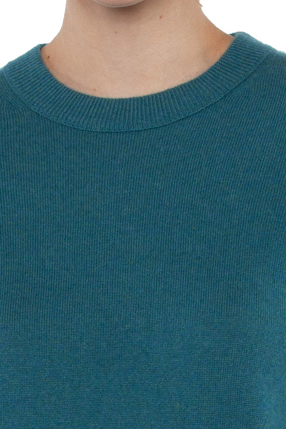 JENNIE LIU Women's 100% Pure Cashmere Long Sleeve Crew Neck Sweater