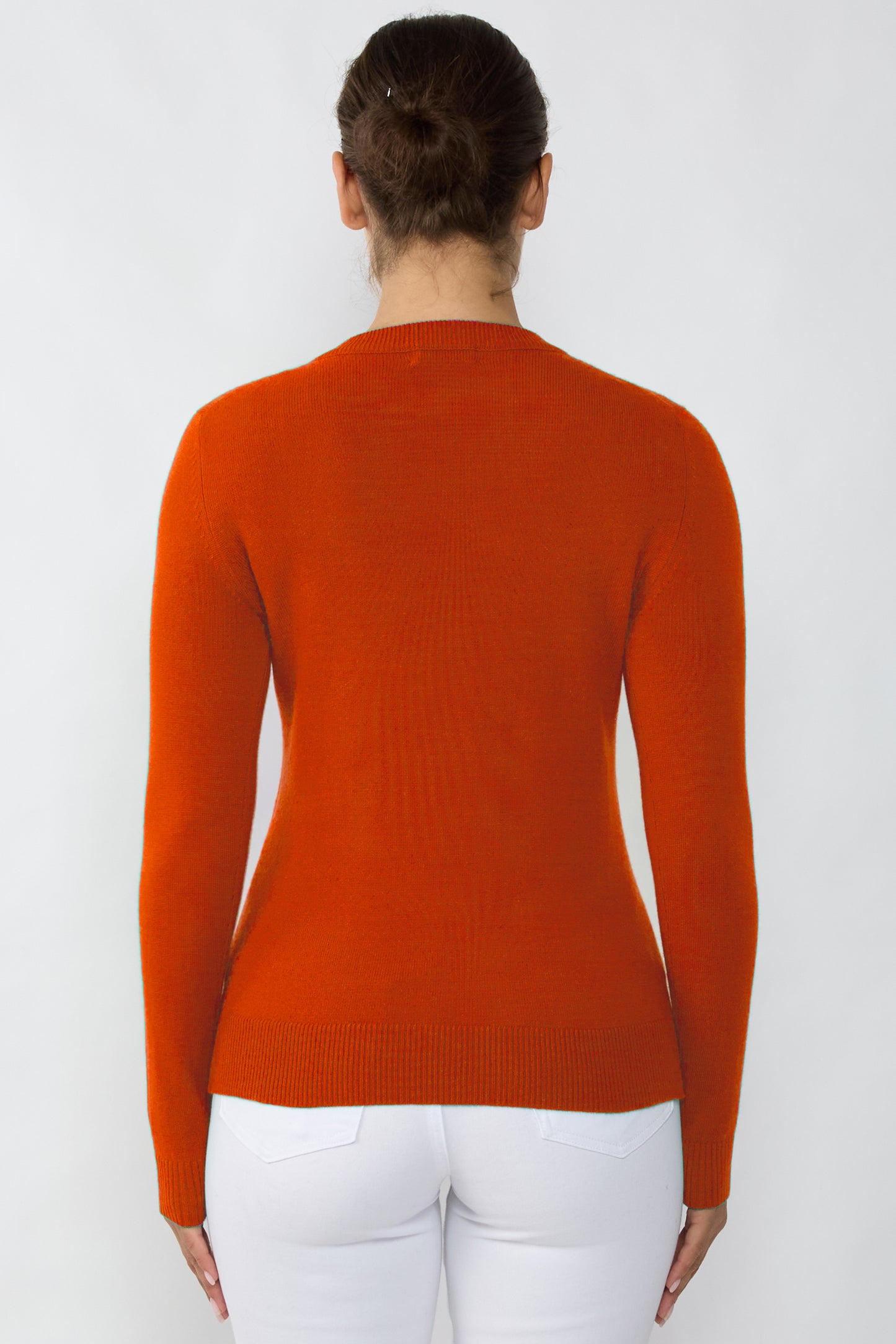 JENNIE LIU Women's 100% Pure Cashmere Long Sleeve Crew Neck Sweater