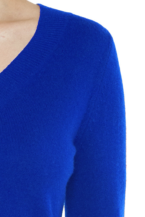 JENNIE LIU Women's 100% Pure Cashmere Long Sleeve Ava V Neck Pullover Sweater