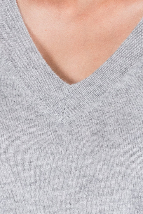 JENNIE LIU Women's 100% Pure Cashmere Long Sleeve Ava V Neck Pullover Sweater