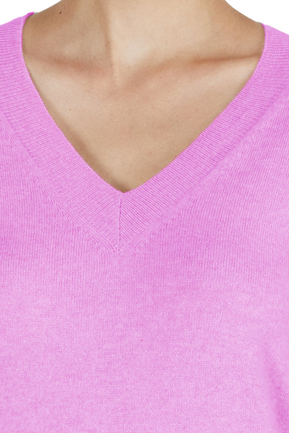 JENNIE LIU Women's 100% Pure Cashmere Long Sleeve Ava V Neck Pullover Sweater