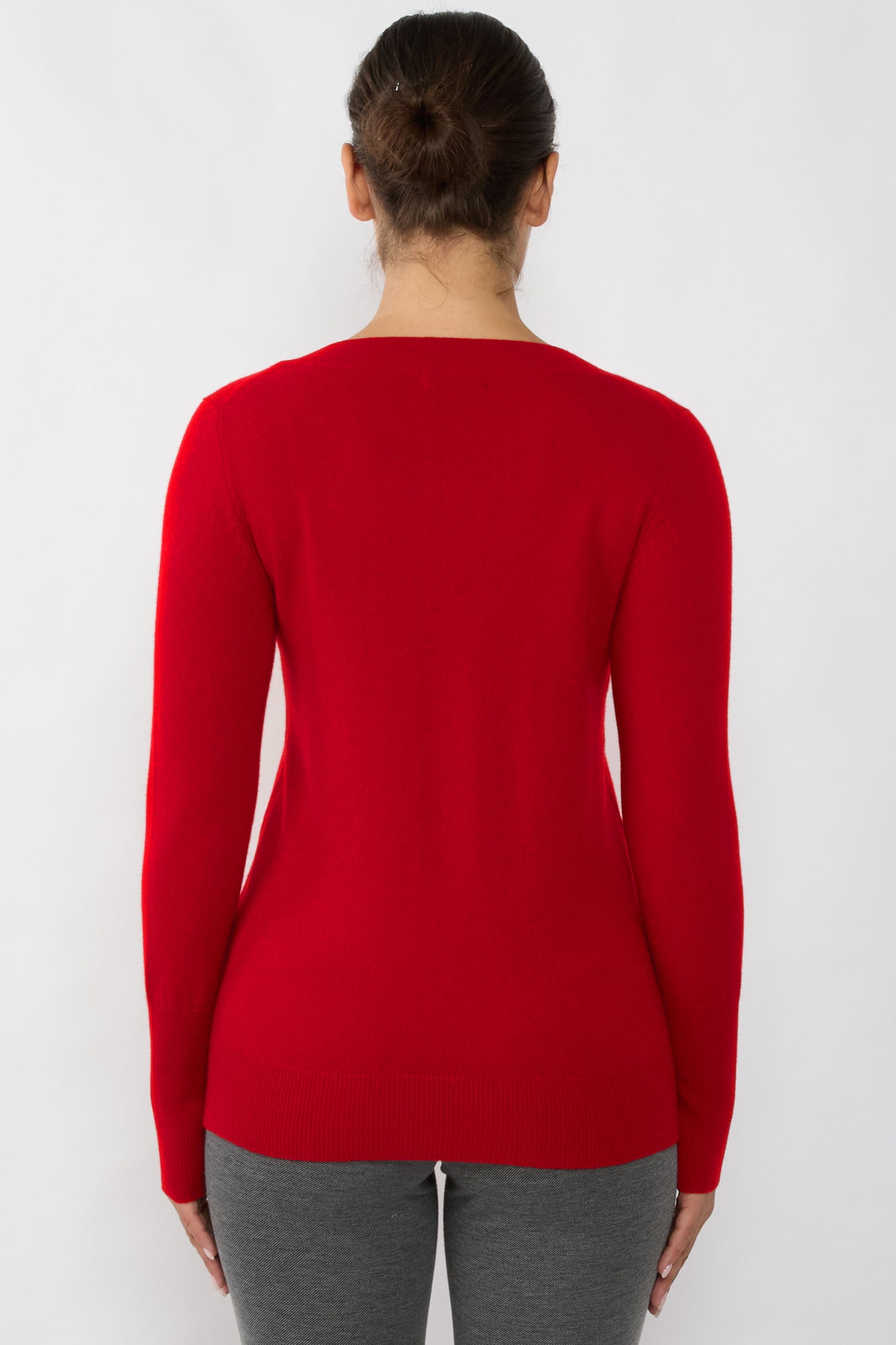 JENNIE LIU Women's 100% Pure Cashmere Long Sleeve Ava V Neck Pullover Sweater