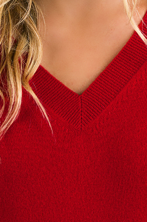 JENNIE LIU Women's 100% Pure Cashmere Long Sleeve Ava V Neck Pullover Sweater