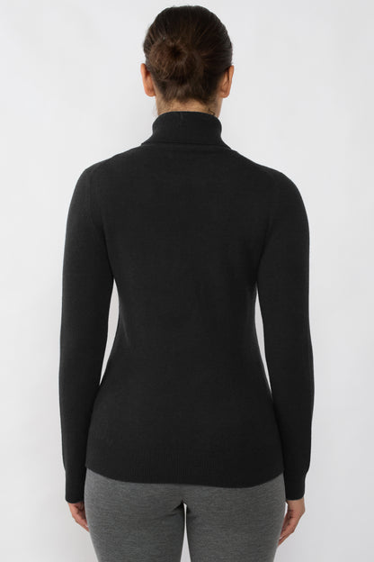 Women's Cashmere Turtleneck Sweater in Black by JENNIE LIU
