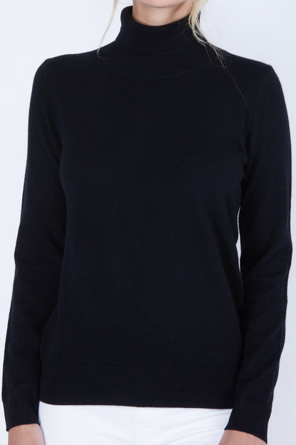 Women's Cashmere Turtleneck Sweater in Black by JENNIE LIU