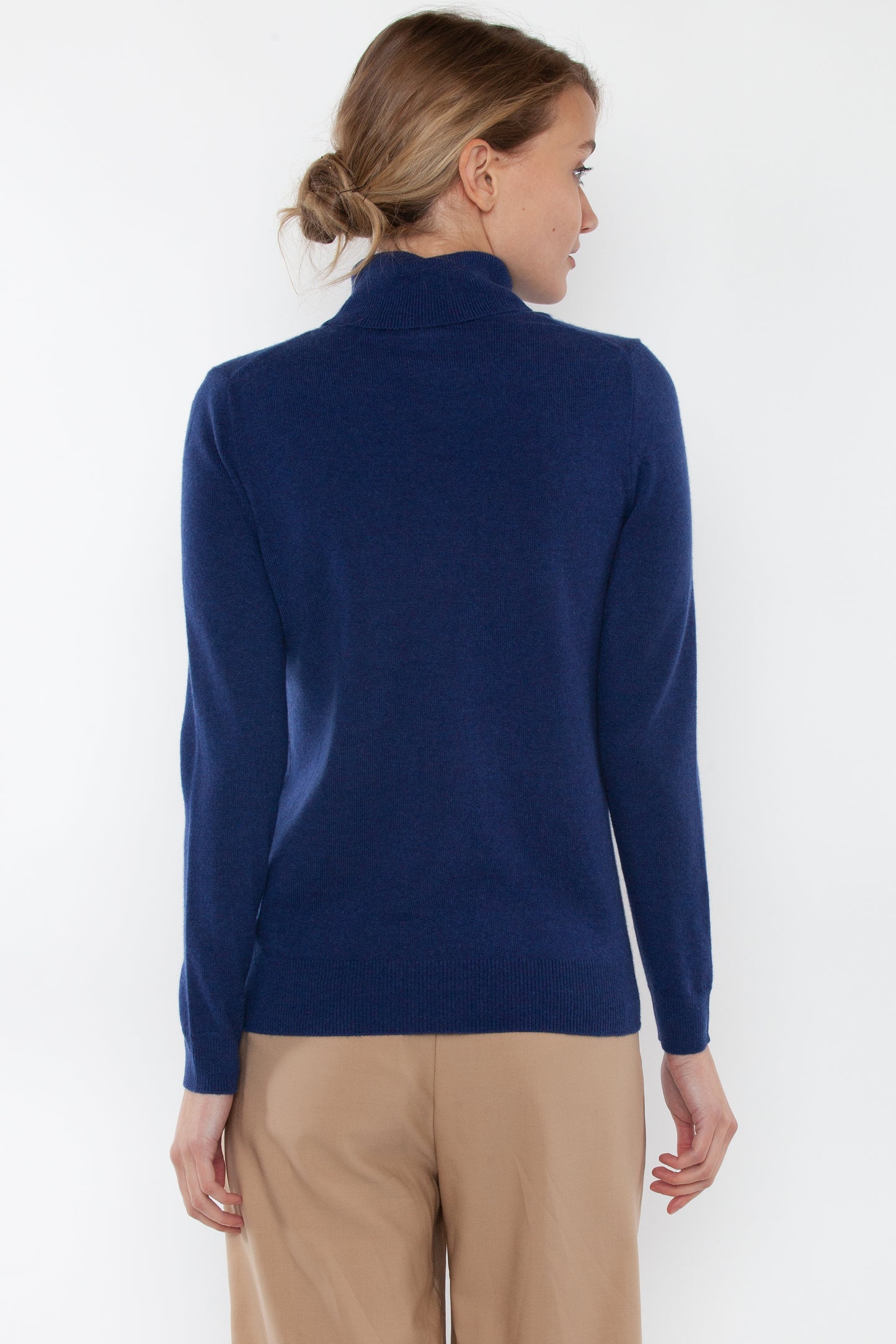 JENNIE LIU Women's 100% Pure Cashmere Long Sleeve Pullover Turtleneck Sweater