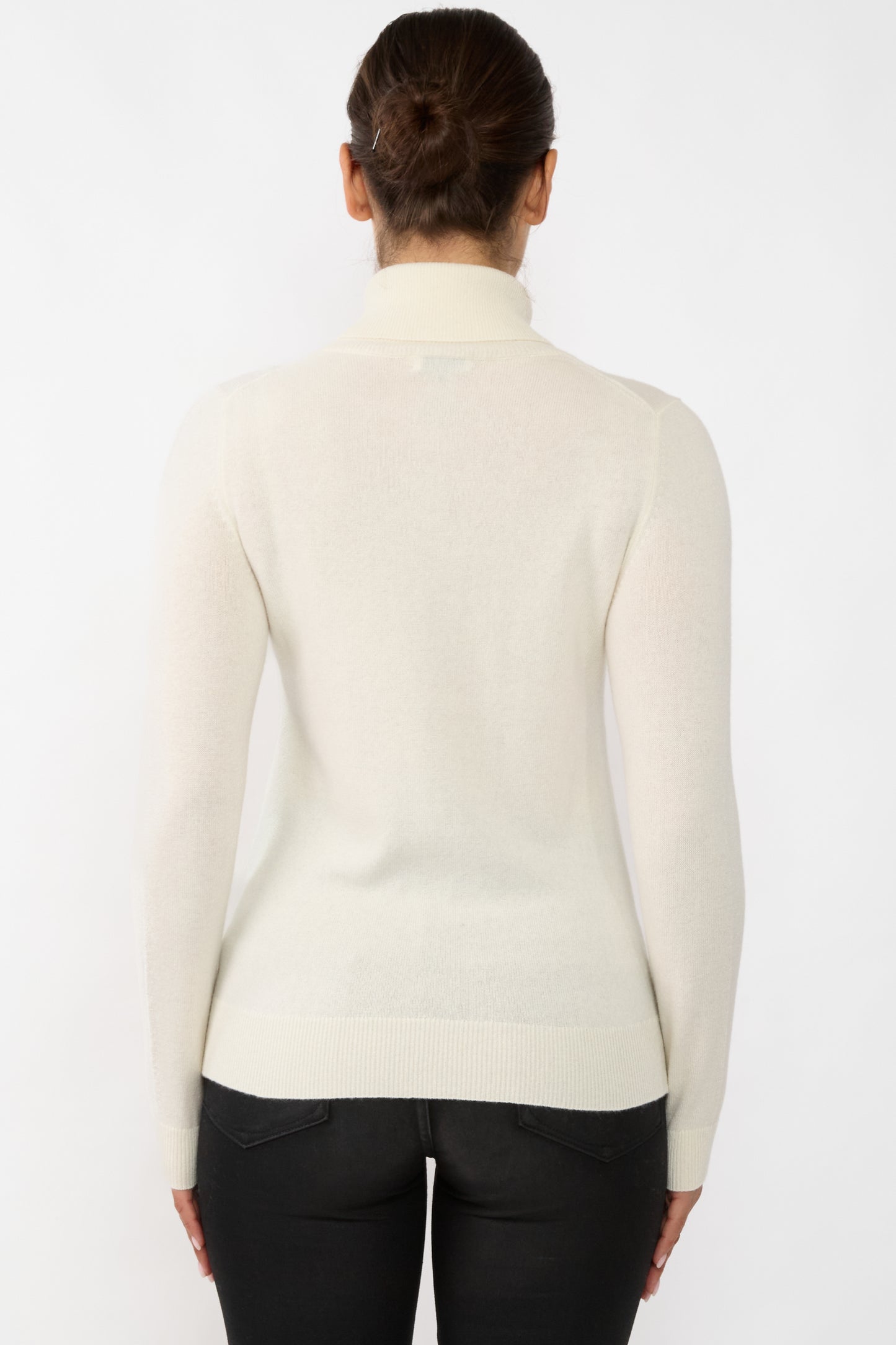 JENNIE LIU Women's 100% Pure Cashmere Long Sleeve Pullover Turtleneck Sweater