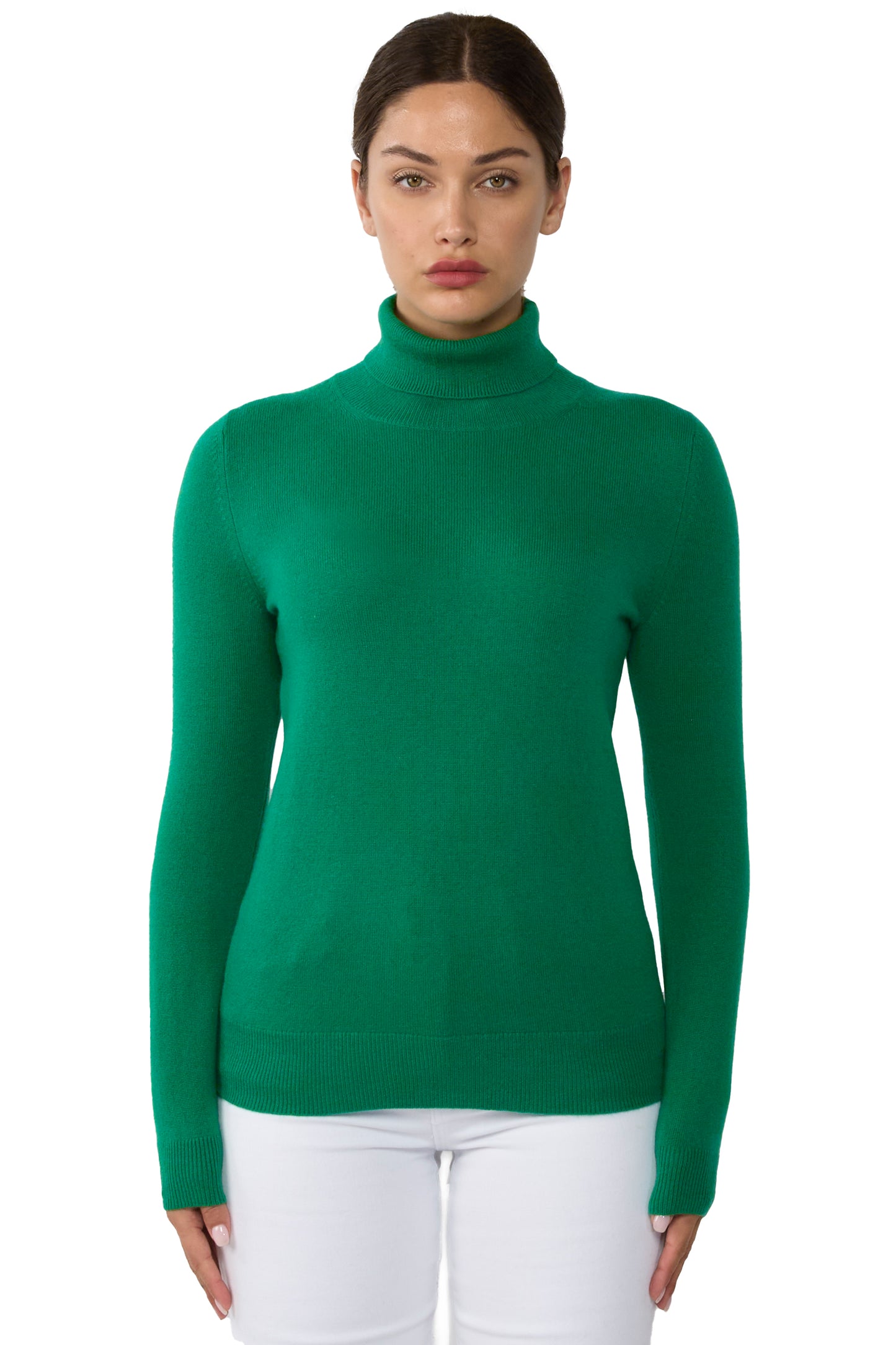 JENNIE LIU Women's 100% Pure Cashmere Long Sleeve Pullover Turtleneck Sweater