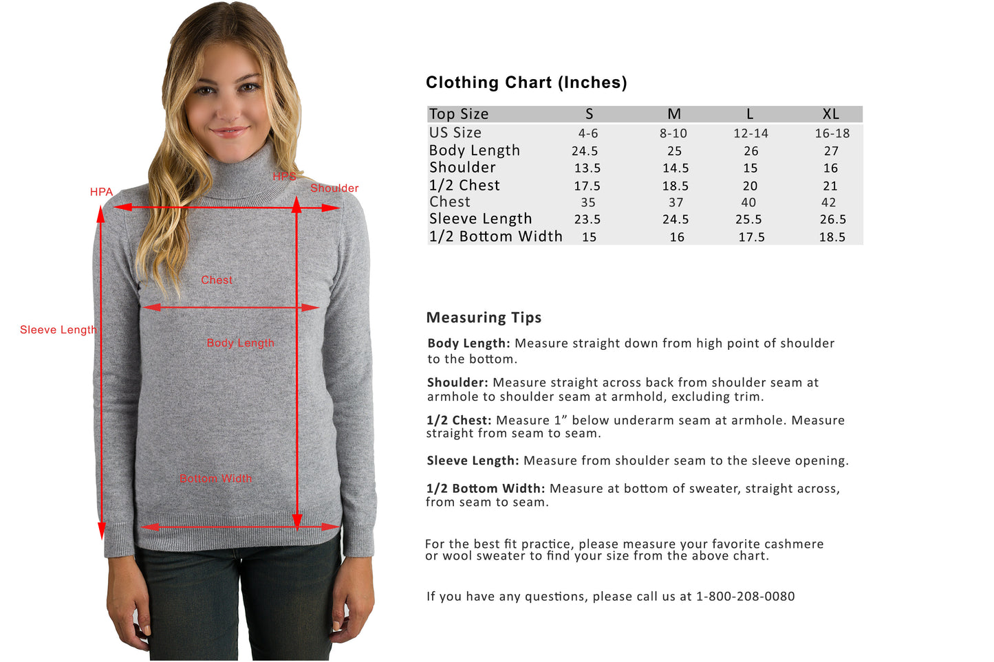 JENNIE LIU Women's 100% Pure Cashmere Long Sleeve Pullover Turtleneck Sweater