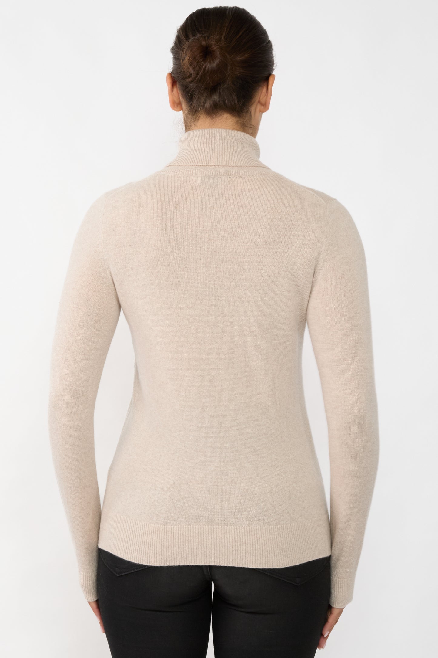 JENNIE LIU Women's 100% Pure Cashmere Long Sleeve Pullover Turtleneck Sweater