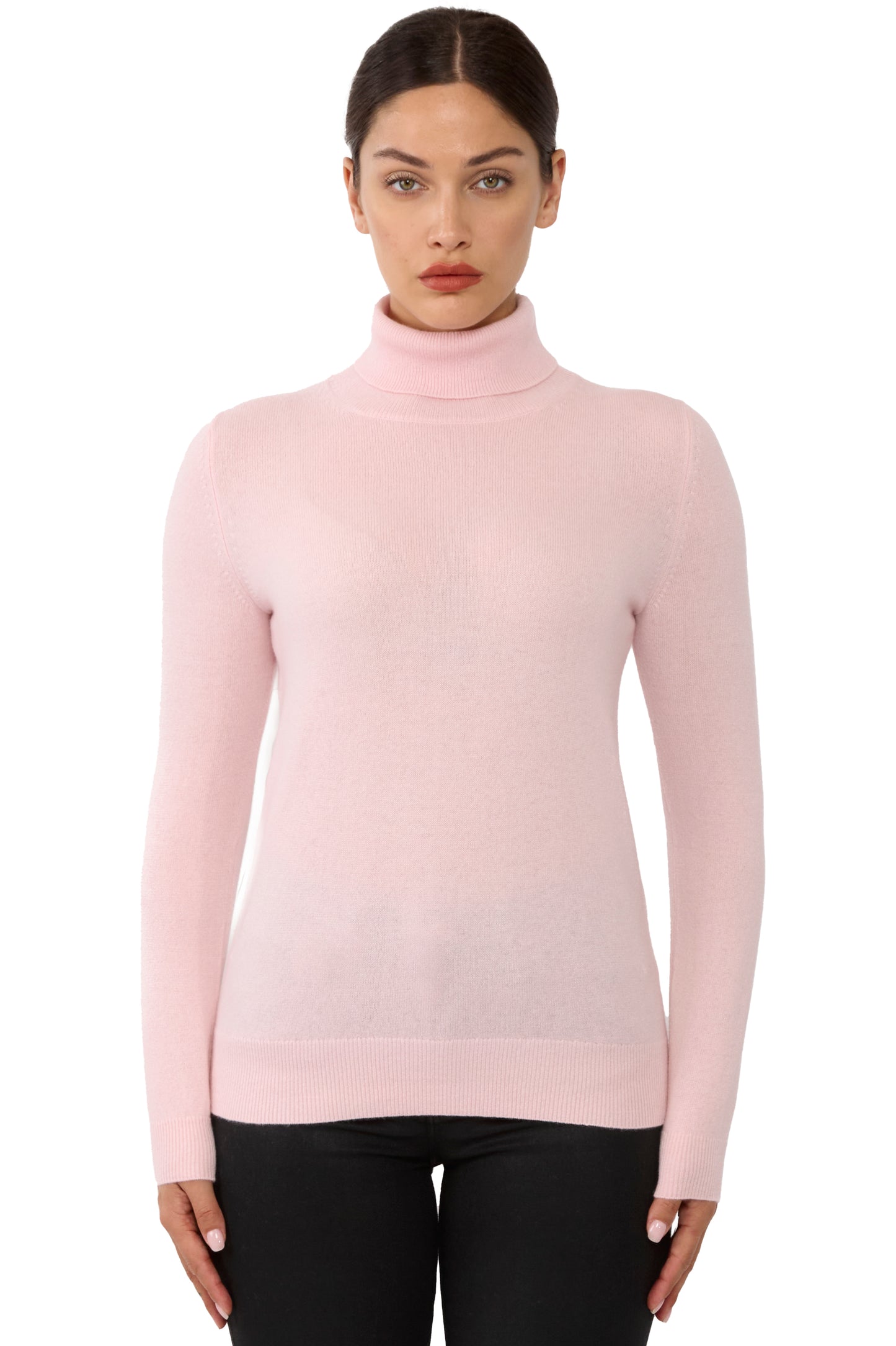 JENNIE LIU Women's 100% Pure Cashmere Long Sleeve Pullover Turtleneck Sweater