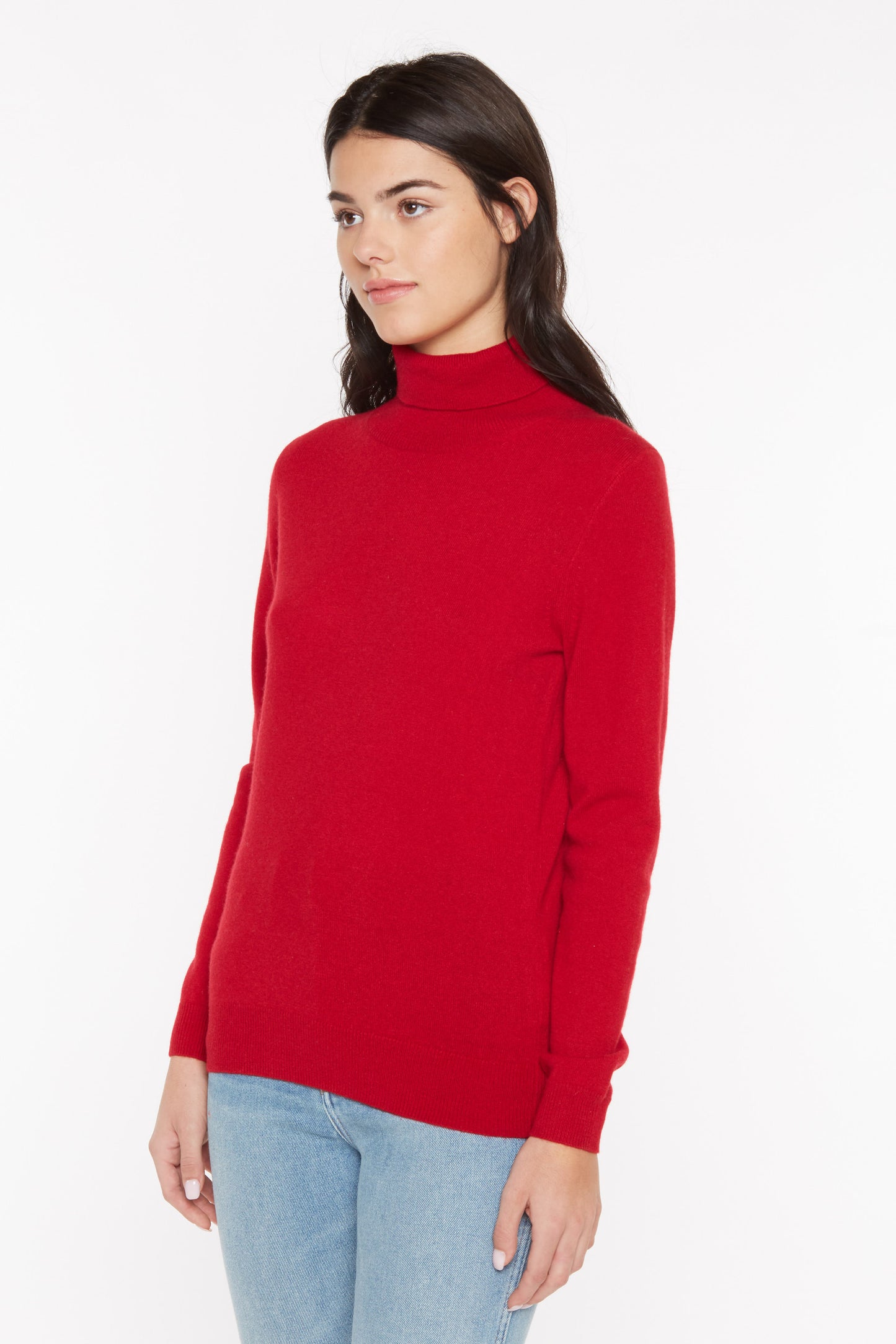 JENNIE LIU Women's 100% Pure Cashmere Long Sleeve Pullover Turtleneck Sweater
