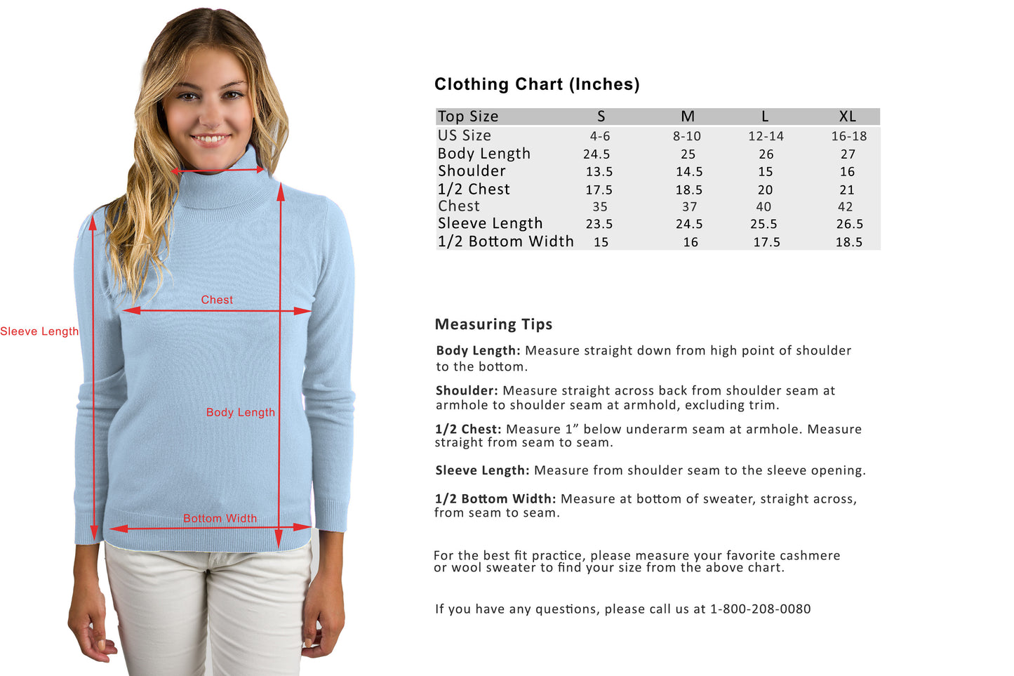 JENNIE LIU Women's 100% Pure Cashmere Long Sleeve Pullover Turtleneck Sweater